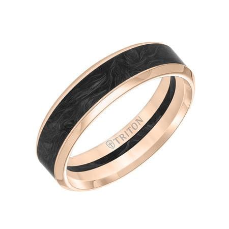 14K Rose Gold Band with Carbon Fiber Center - Image 2