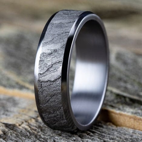 Grey Tantalum Band with Lava Rock Center - Image 2