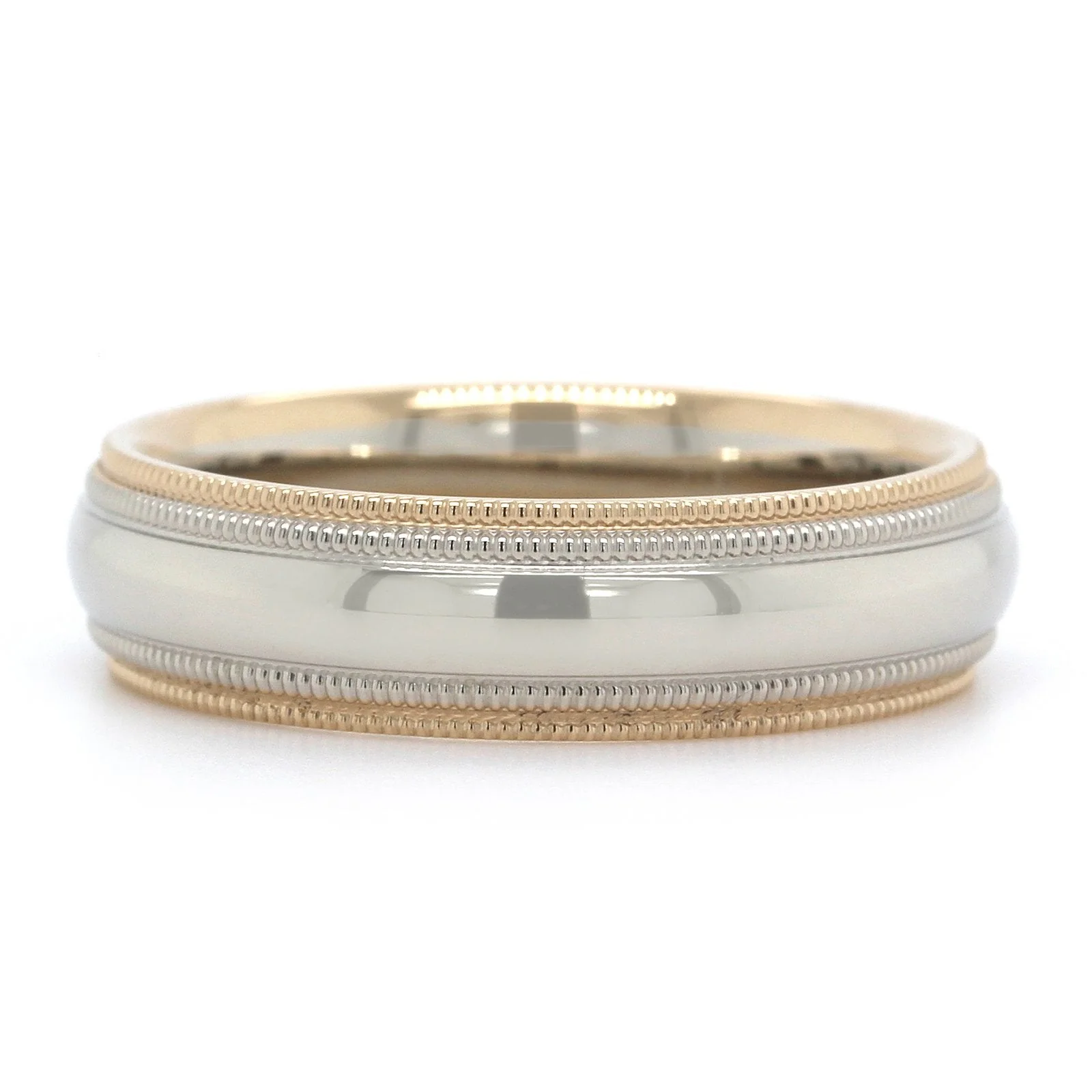 14K Two-Tone Polished with Milgrain Band - Image 4