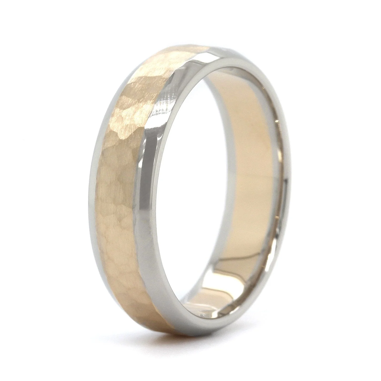 14K Two-Tone Hammered Center Band - Image 2