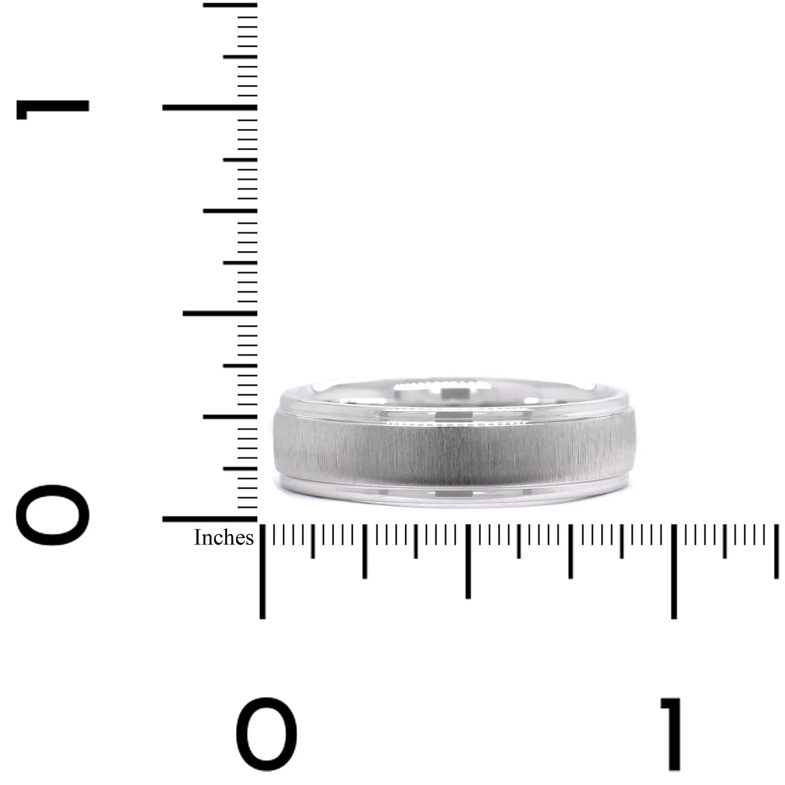 14K White Gold Satin Center with Polish Edge Band - Image 3