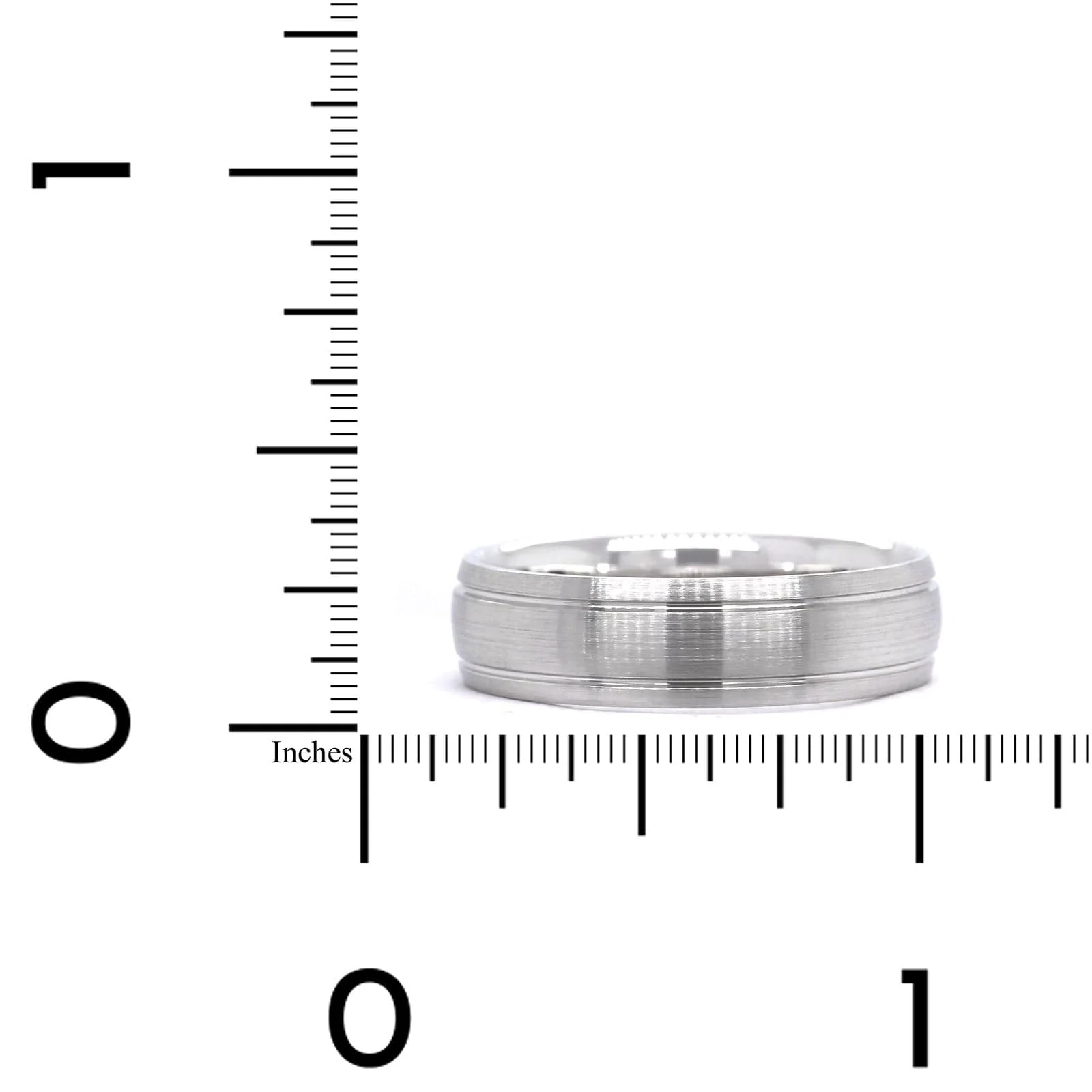14K White Gold Satin Center with Groove Edge Band - Image 3