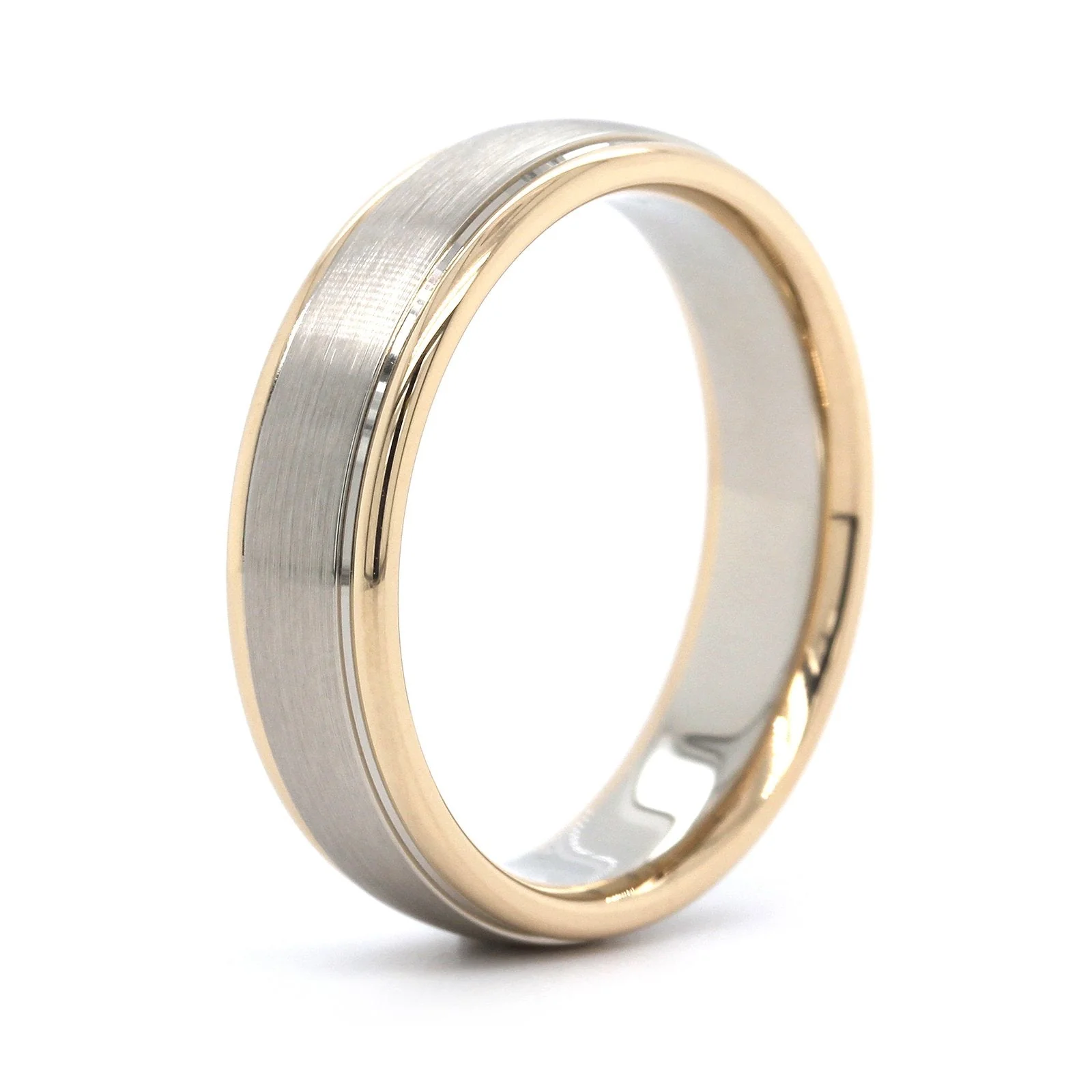 14K Two-Tone Satin Center with Polished Edge Band - Image 3