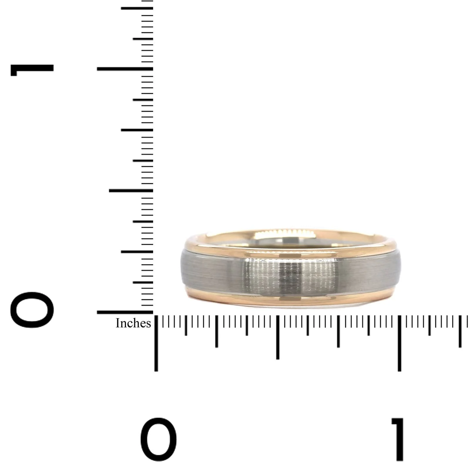 14K Two-Tone Satin Center with Polished Edge Band - Image 4