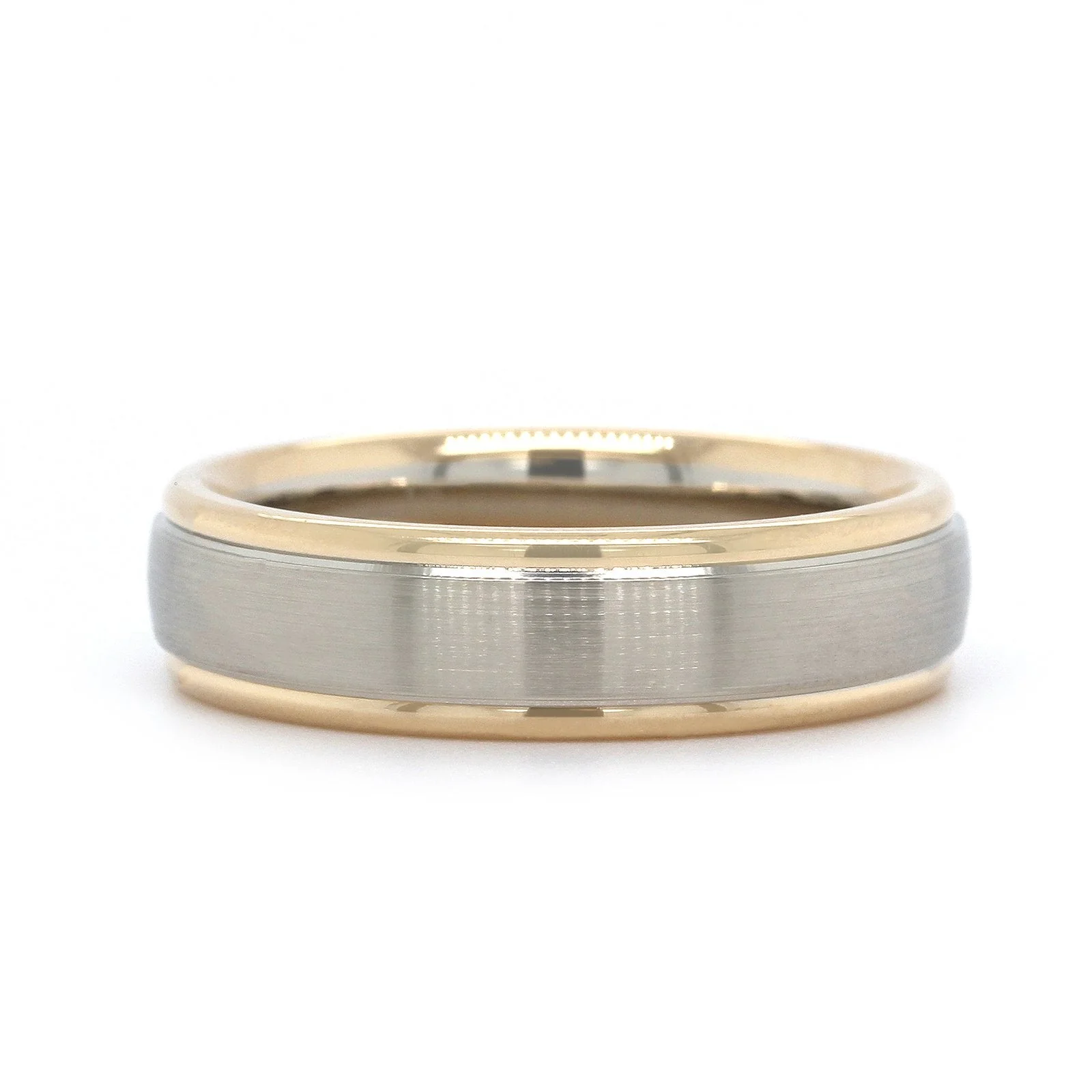 14K Two-Tone Satin Center with Polished Edge Band - Image 5