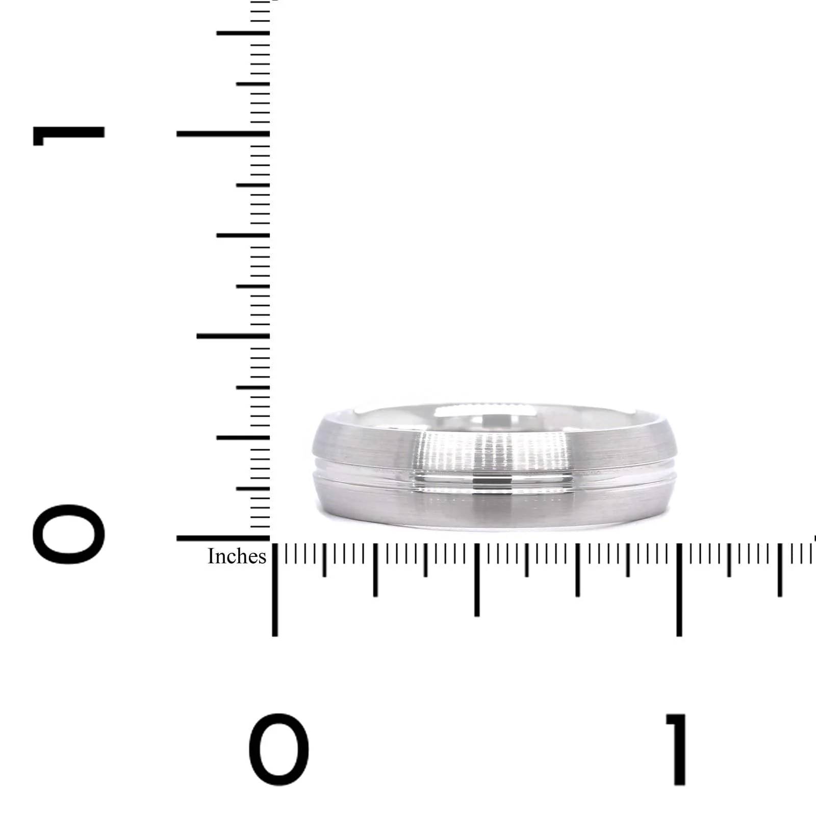 14K White Gold Satin Finish with Groove Center Band - Image 3