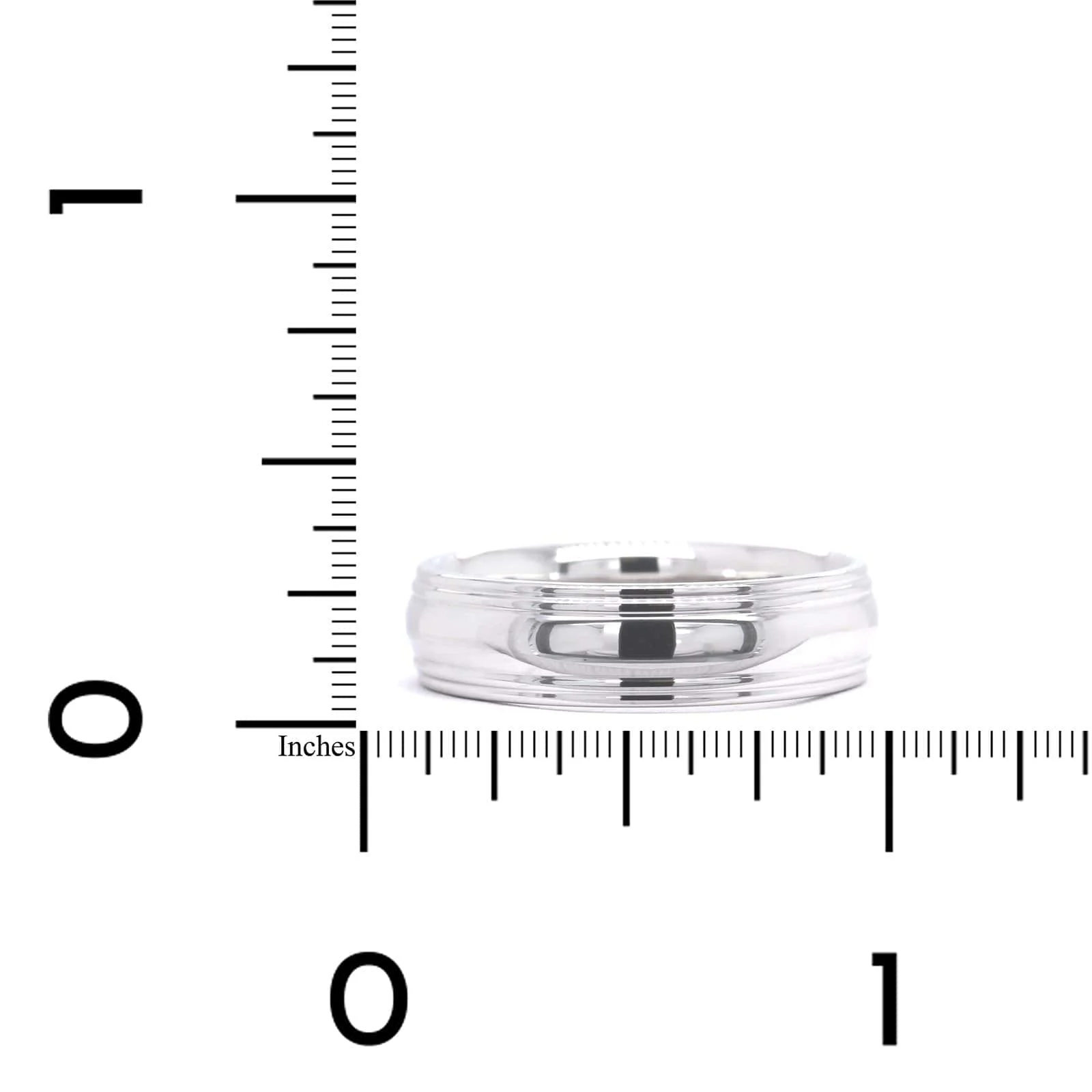 14K White Gold Polished Center with Groove Edge Band - Image 3