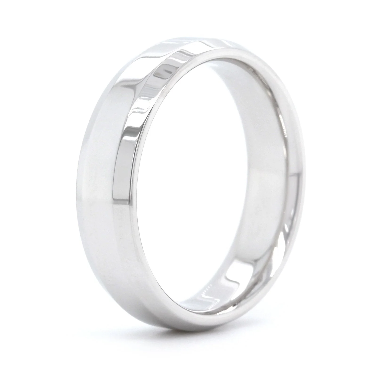 14K White Gold Polished with Beveled Edge Band - Image 2
