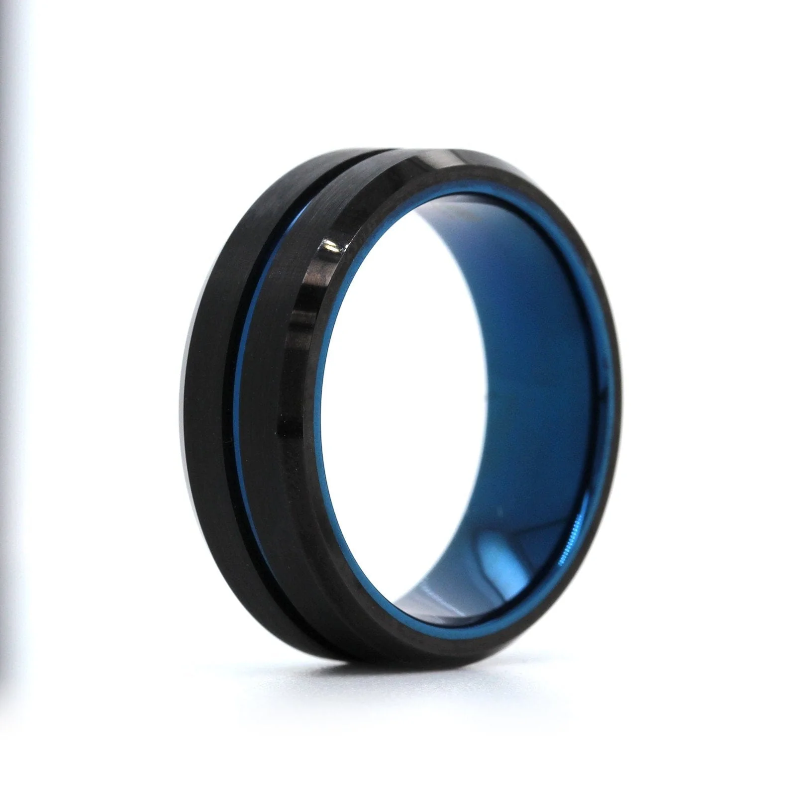 Black Tungsten with Blue Stripe Center Band - Image 2