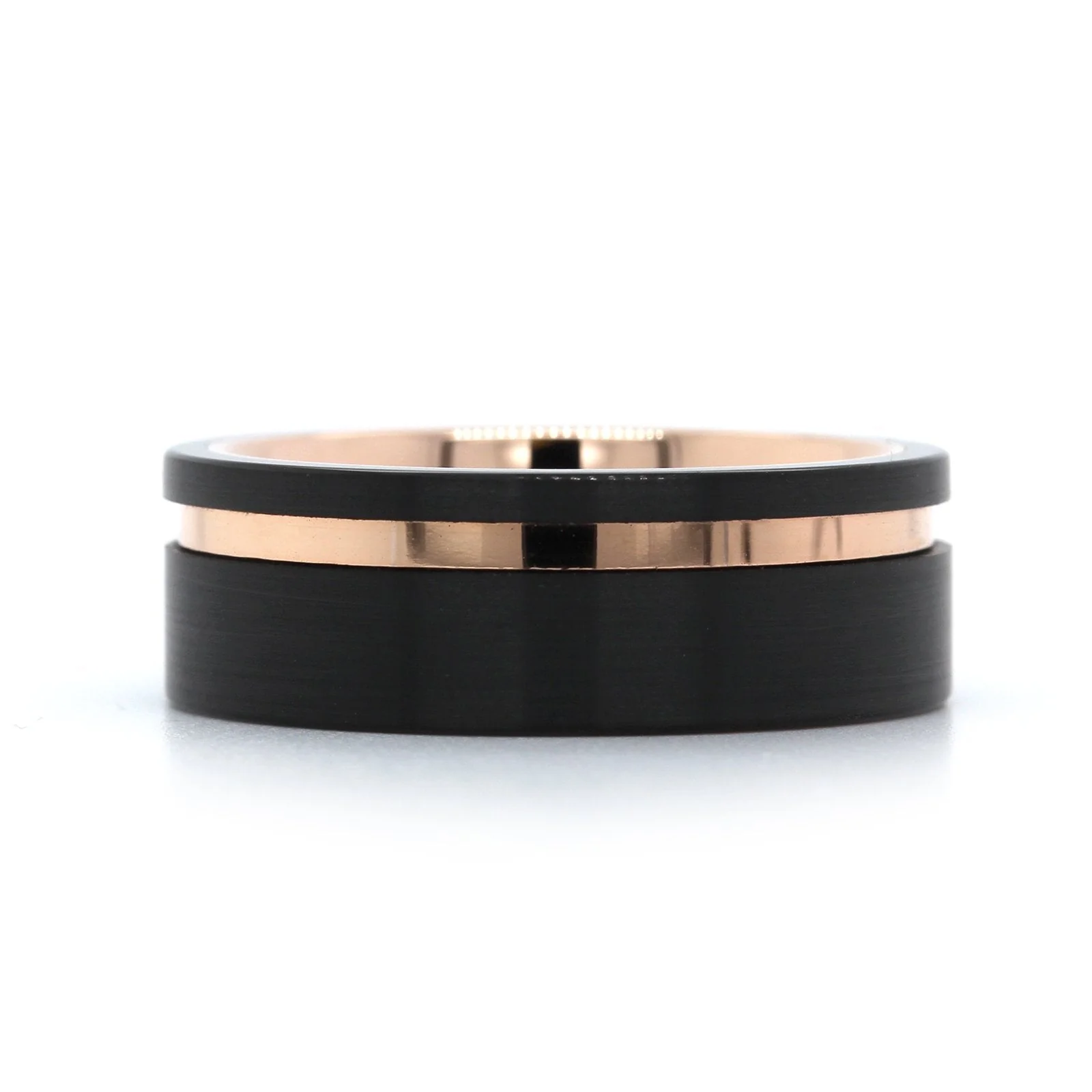 Black Tungsten with Rose Tungsten Stripe Band - Image 3