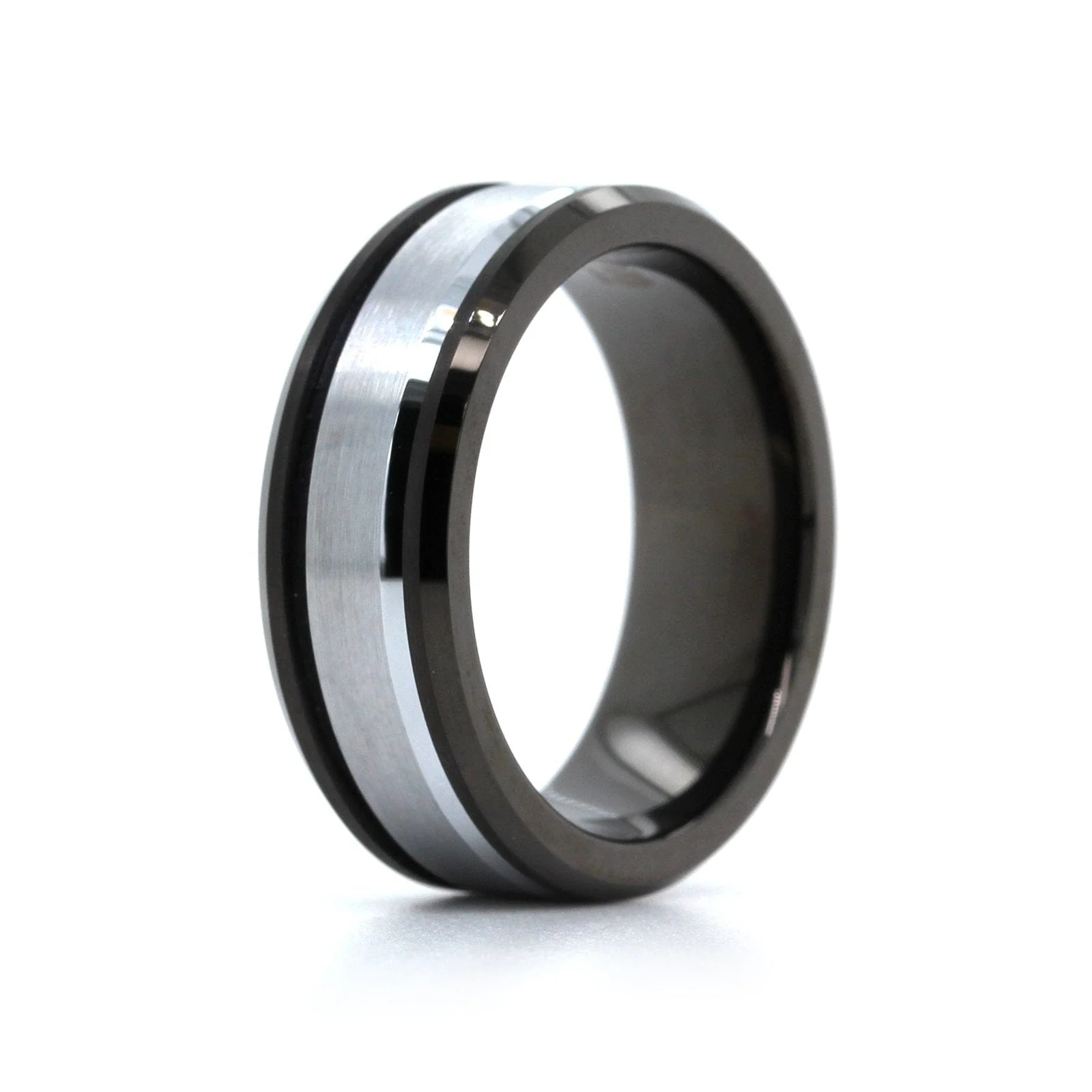 Black Tungsten with White Tungsten Center Band - Image 2