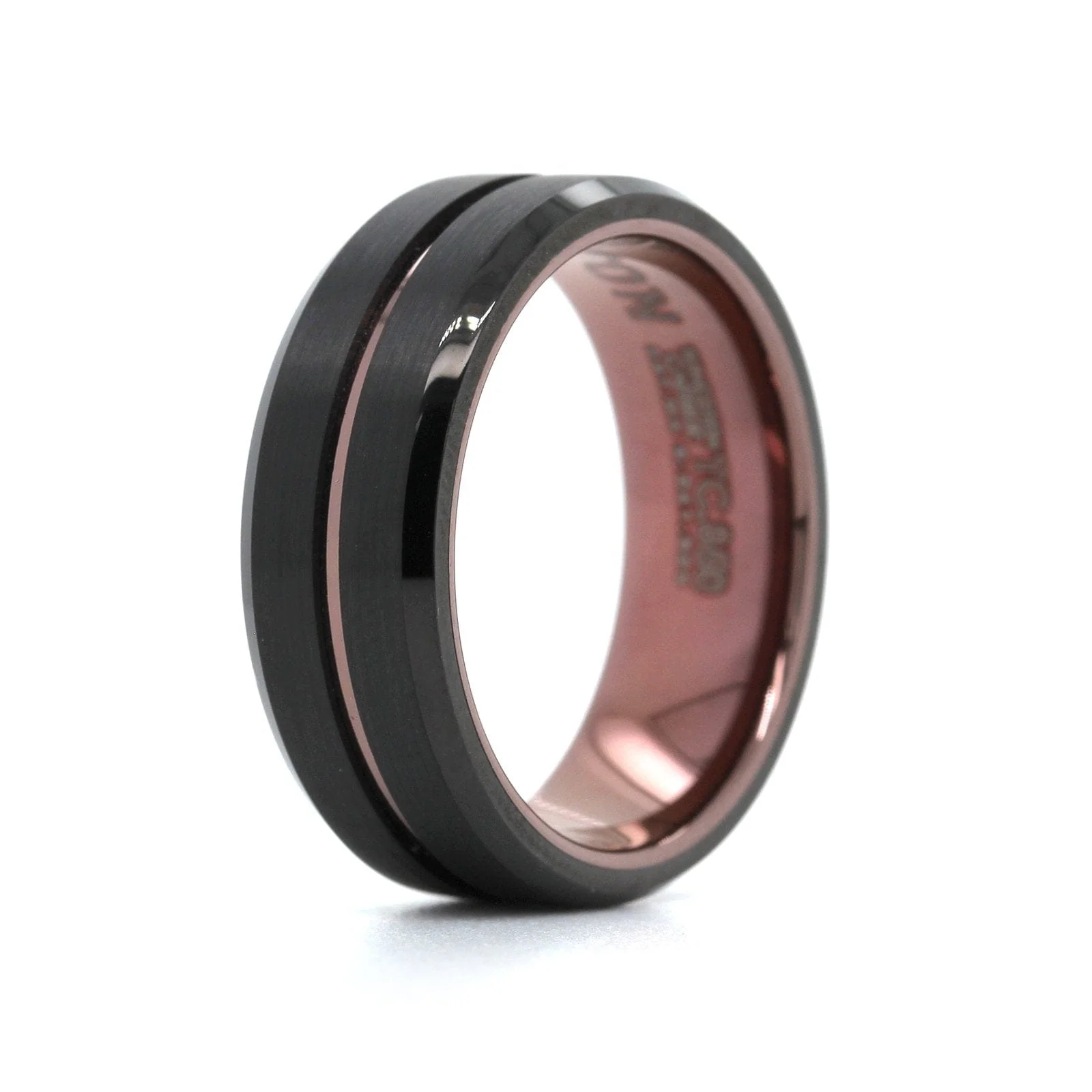 Black Tungsten with Brown Tungsten Stripe Band - Image 2
