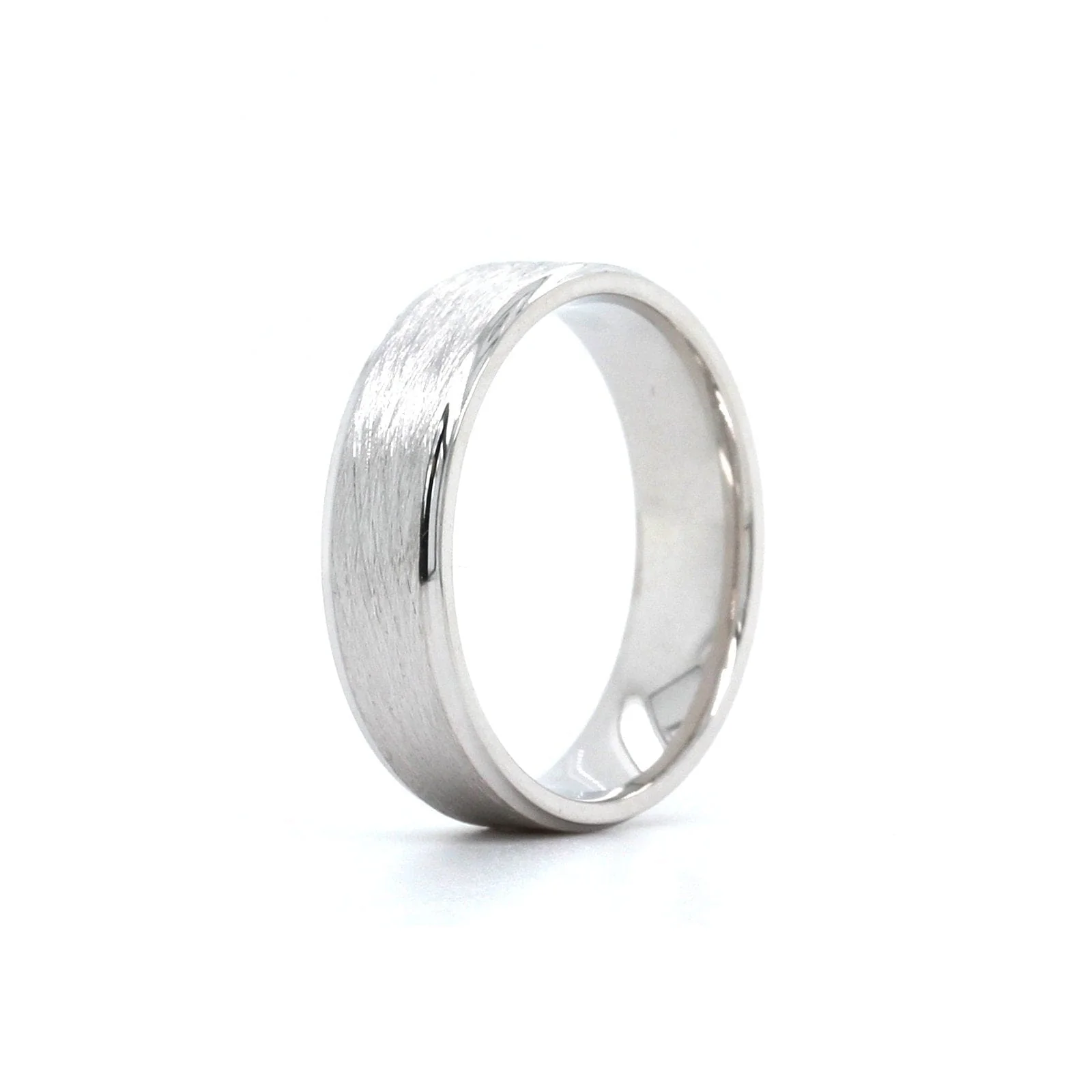 14K White Gold Wire Finish Center Band - Image 2