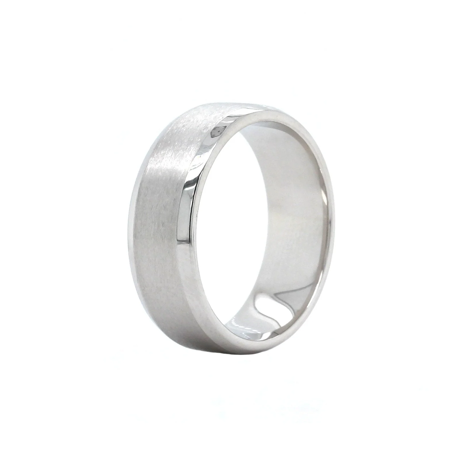 14K White Gold Satin Center Band - Image 2
