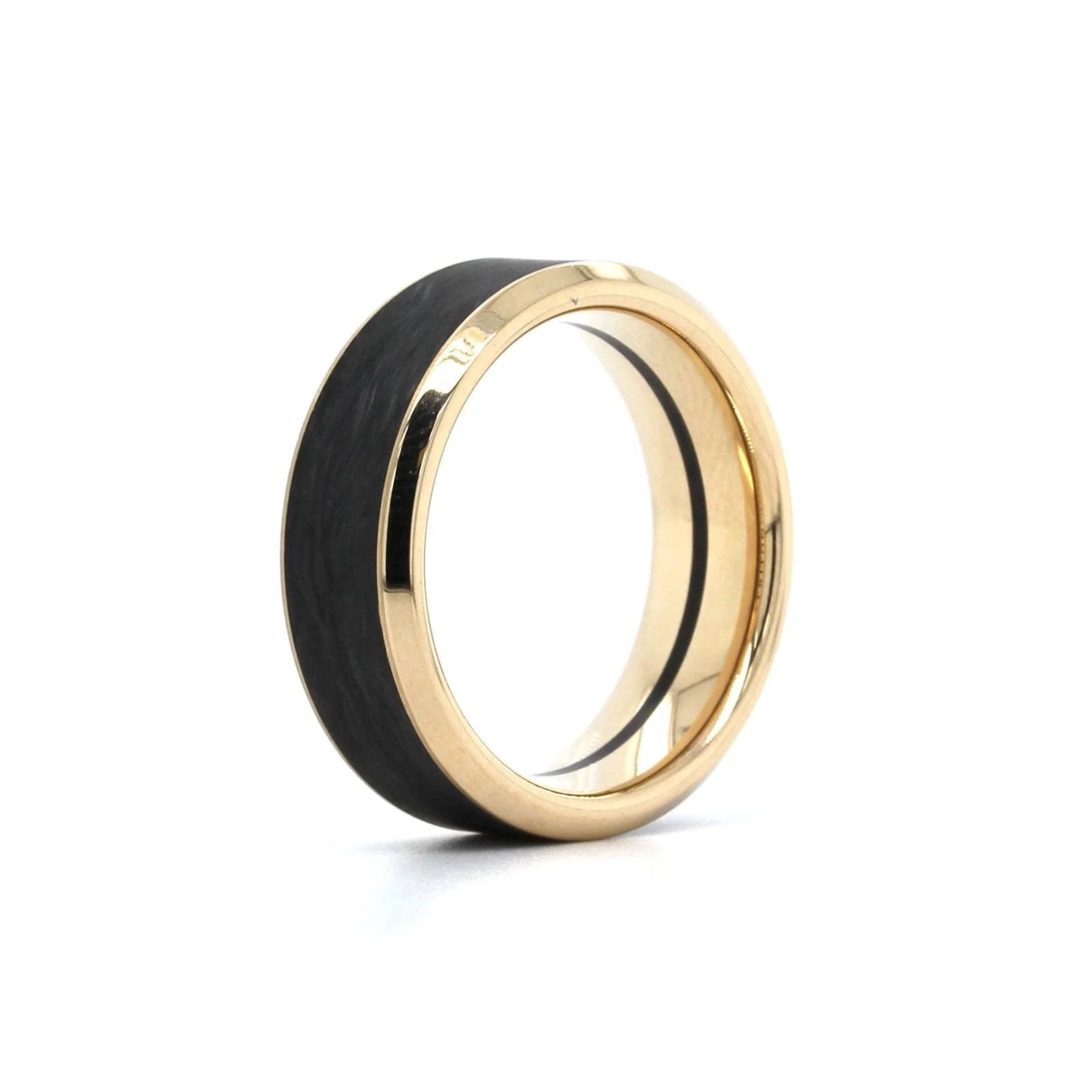14K Yellow Gold Carbon Fiber Center Band - Image 2