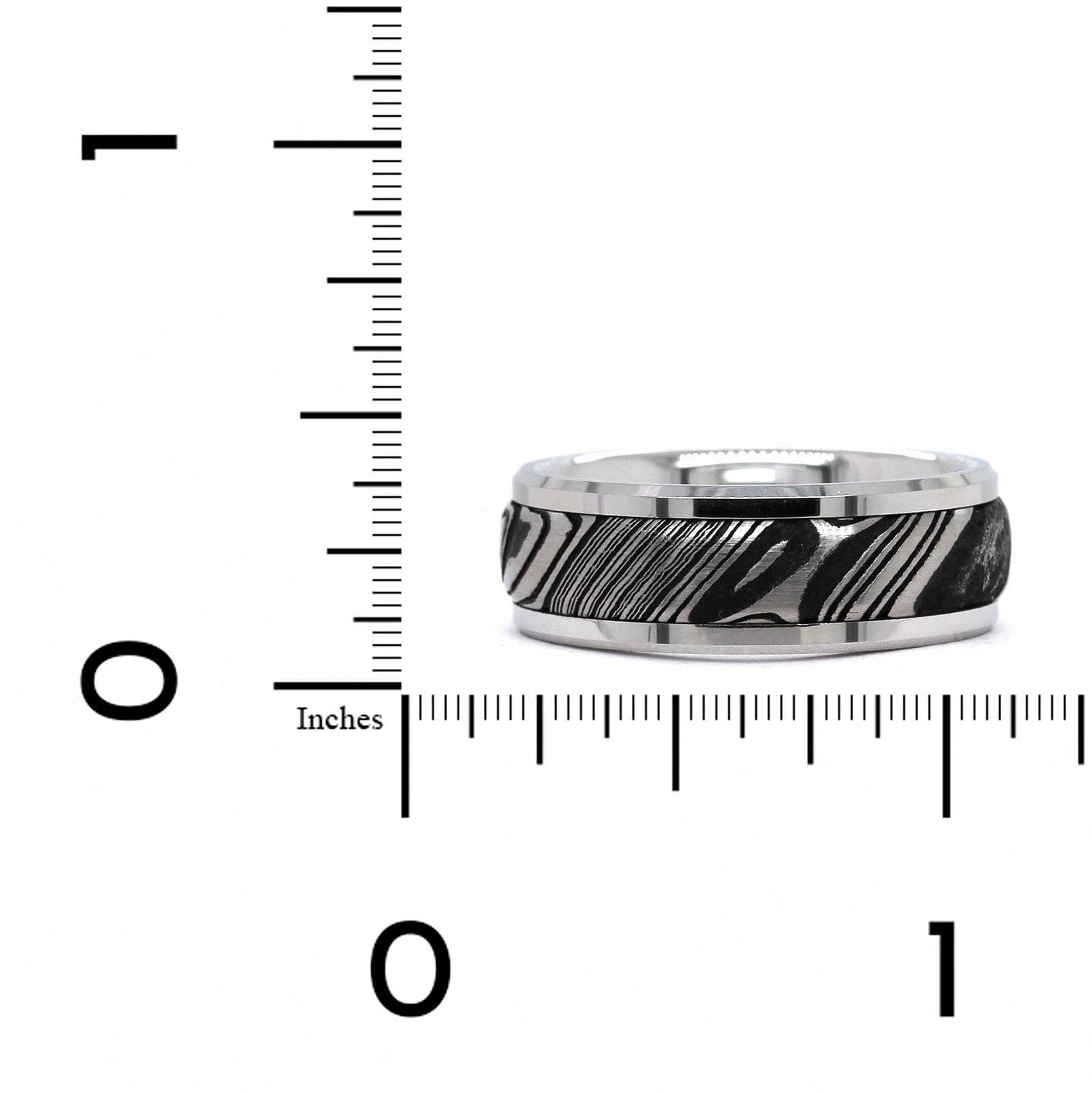 White Tungsten and Damascus Steel Band - Image 3