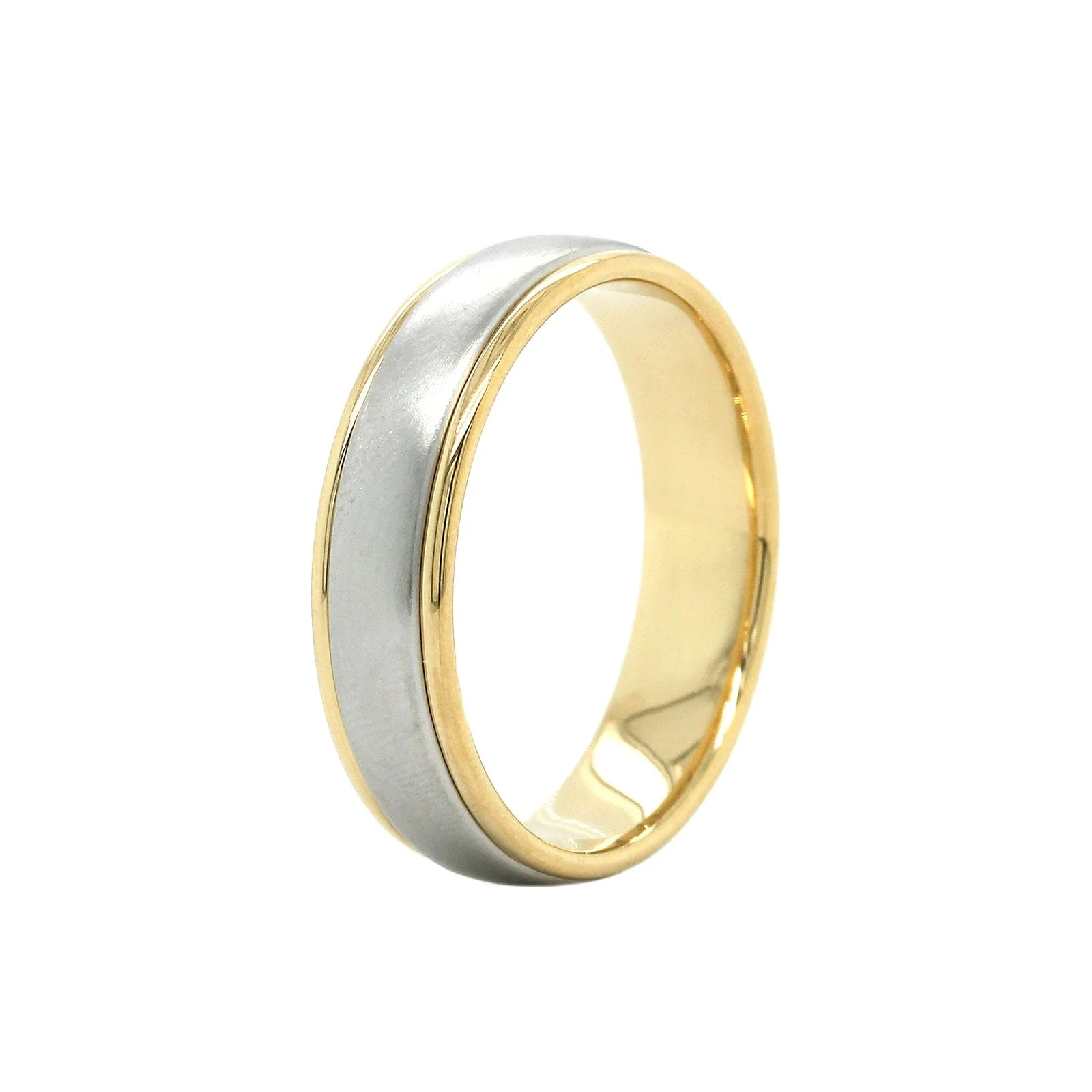 18K Yellow Gold and Platinum Satin Center Band - Image 2