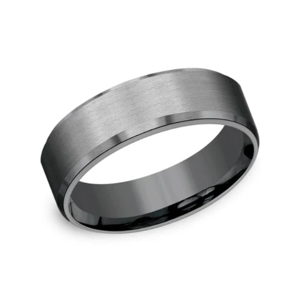 Dark Tantalum Satin Center Bevel Edge Band - Image 3