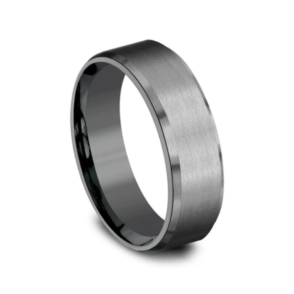 Dark Tantalum Satin Center Bevel Edge Band - Image 5