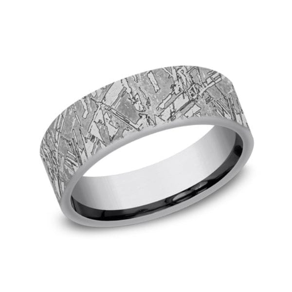 Grey Tantalum Meteorite Design Band - Image 3