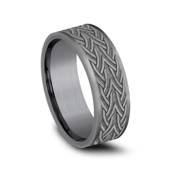 Grey Tantalum Celtic Arrow Knot Design Band - Image 4