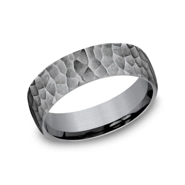 Grey Tantalum Satin Hammered Finish Band - Image 4