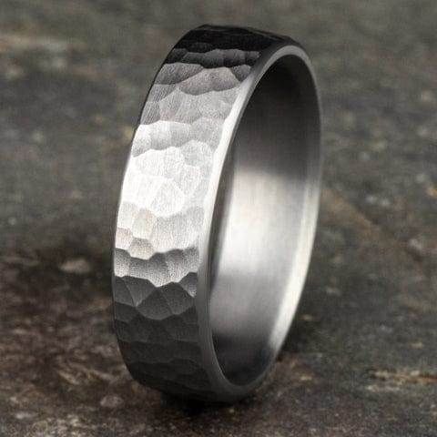 Grey Tantalum Satin Hammered Finish Band - Image 5