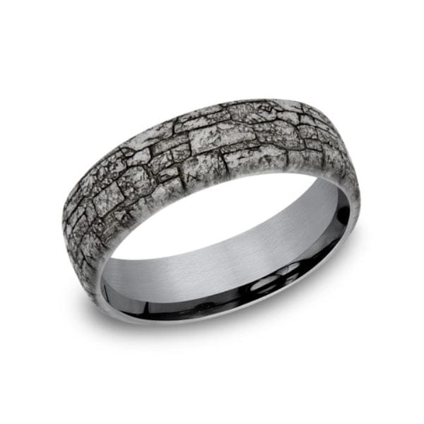 Grey Tantalum Stone Wall Design Band - Image 4
