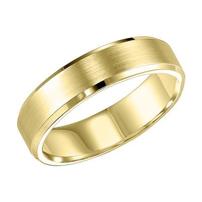 14K Yellow Gold Satin Center Polished Edges Band - Image 2