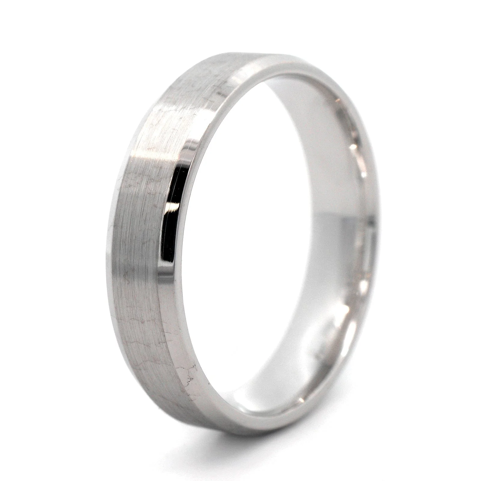 14K White Gold Polished Satin Band - Image 2