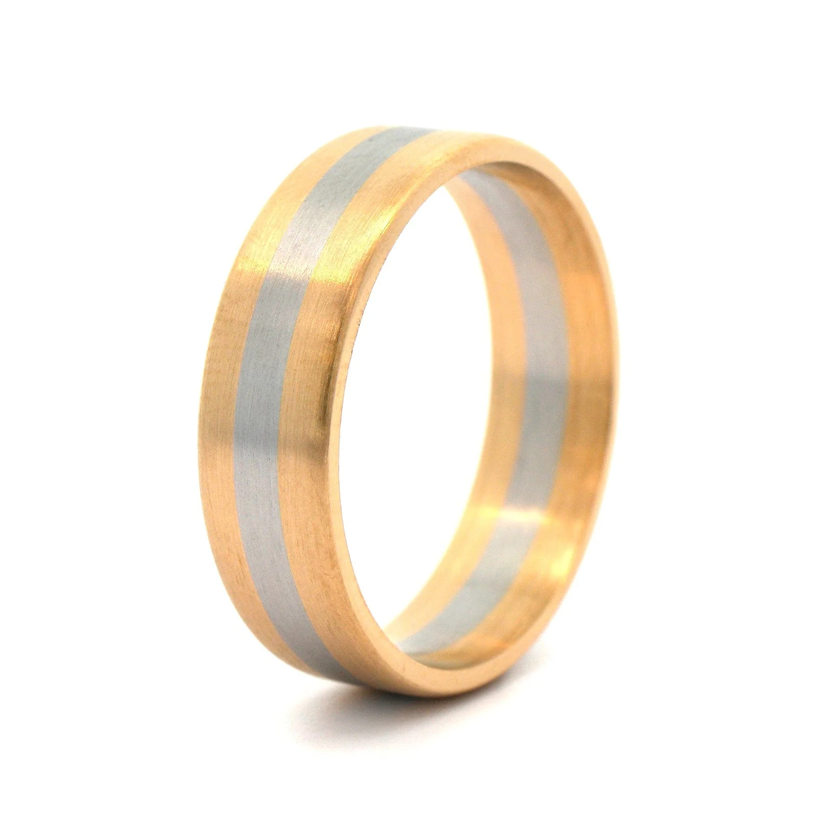 18K Yellow Gold and Platinum Satin Band - Image 2