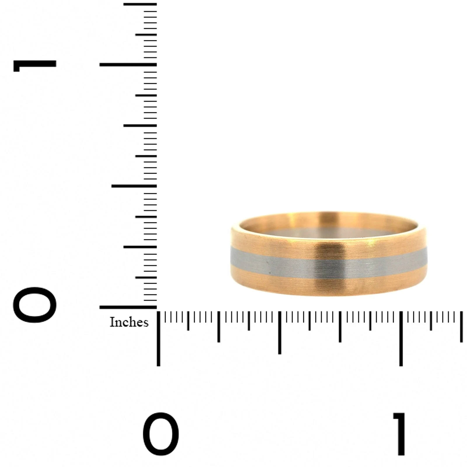 18K Yellow Gold and Platinum Satin Band - Image 3