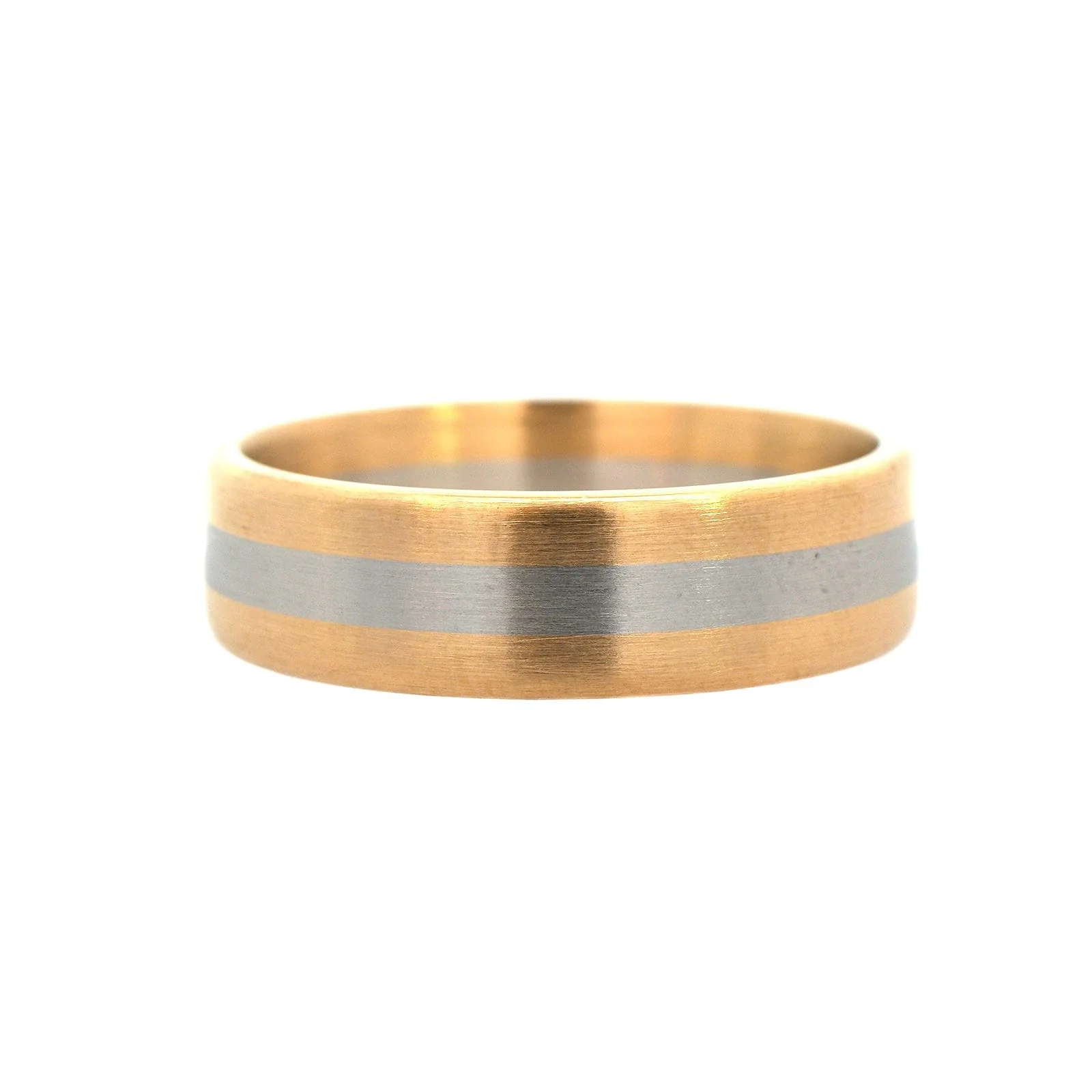 18K Yellow Gold and Platinum Satin Band - Image 4