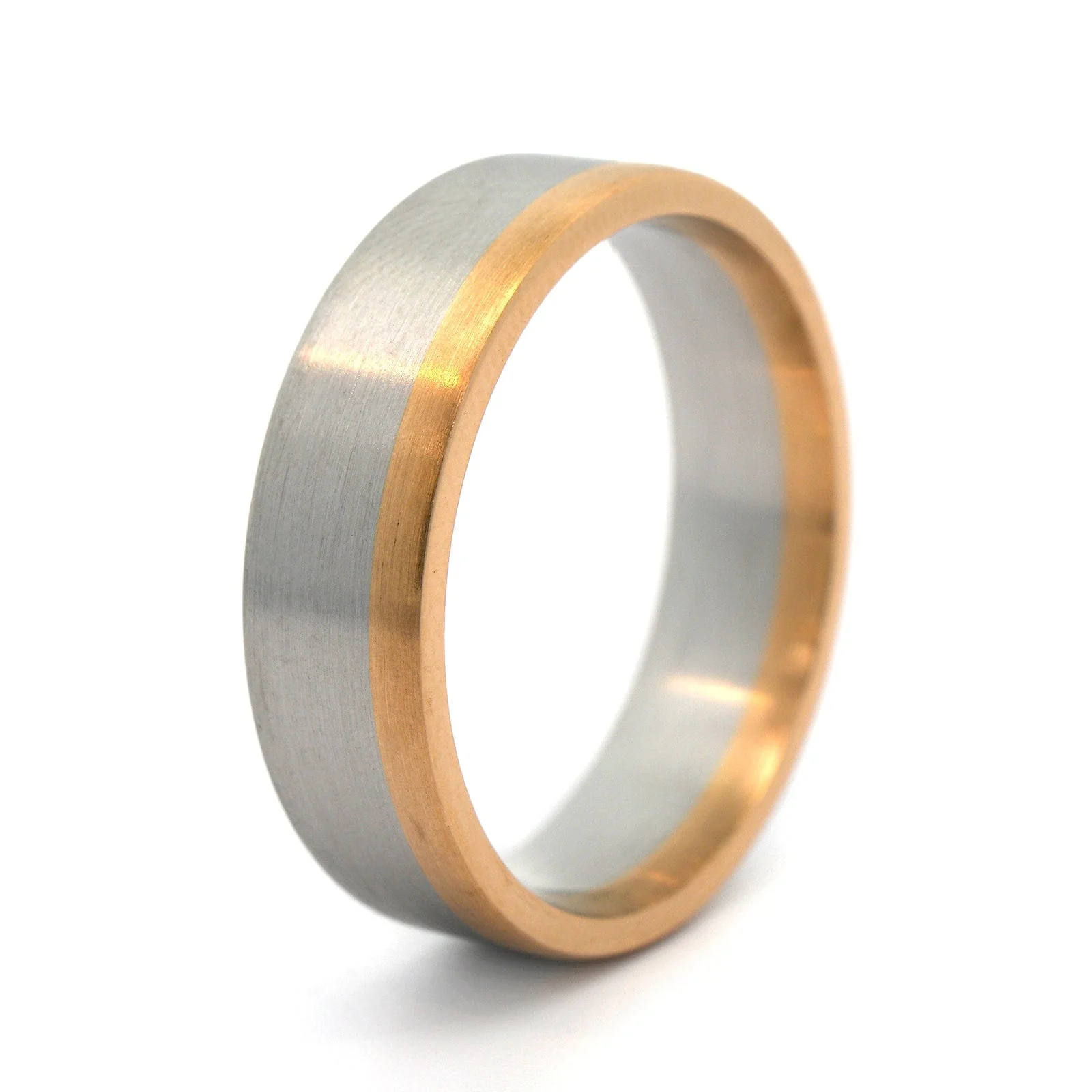 18K Yellow Gold and Platinum Satin Band - Image 2