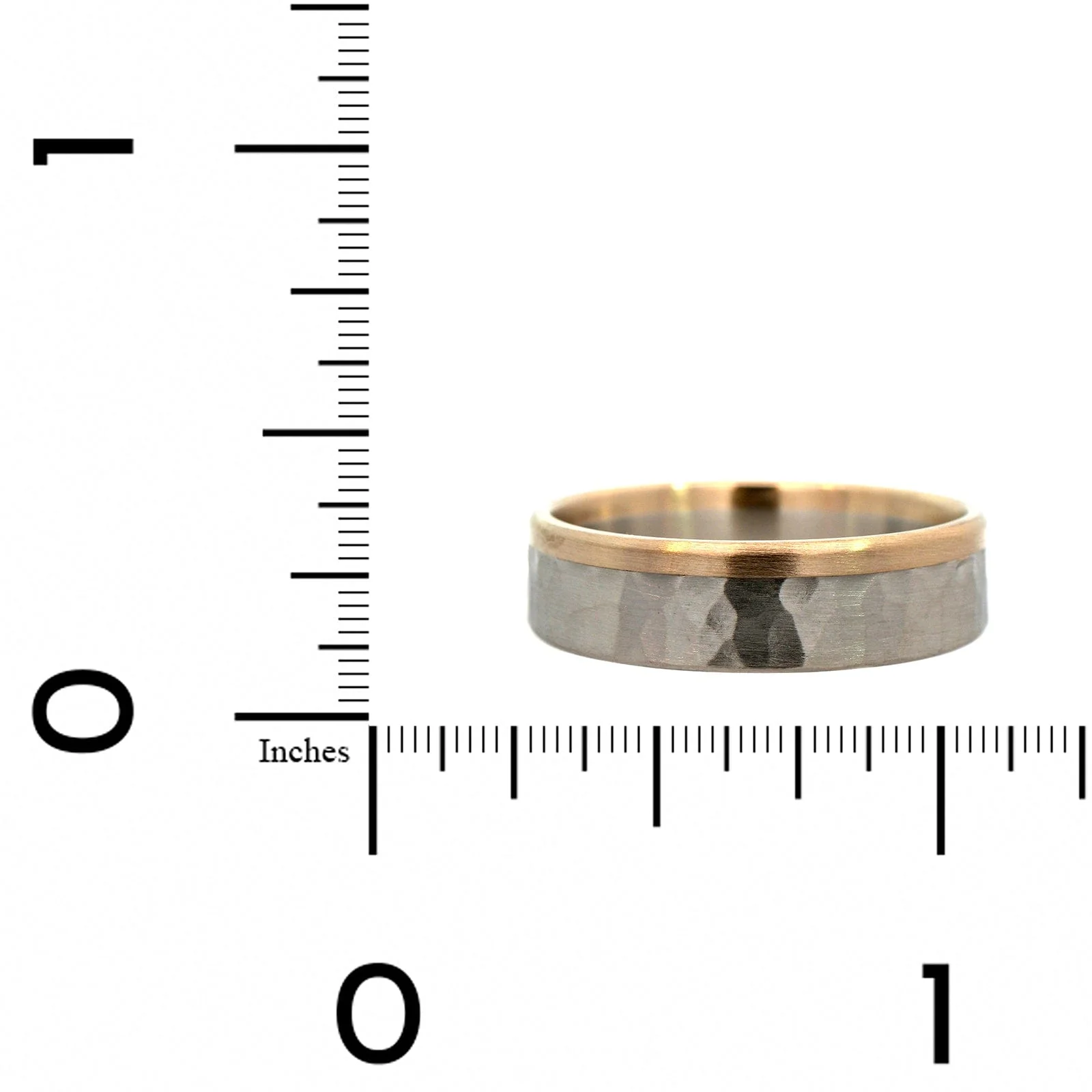 18K White Gold and Platinum Hammered Satin Band - Image 3