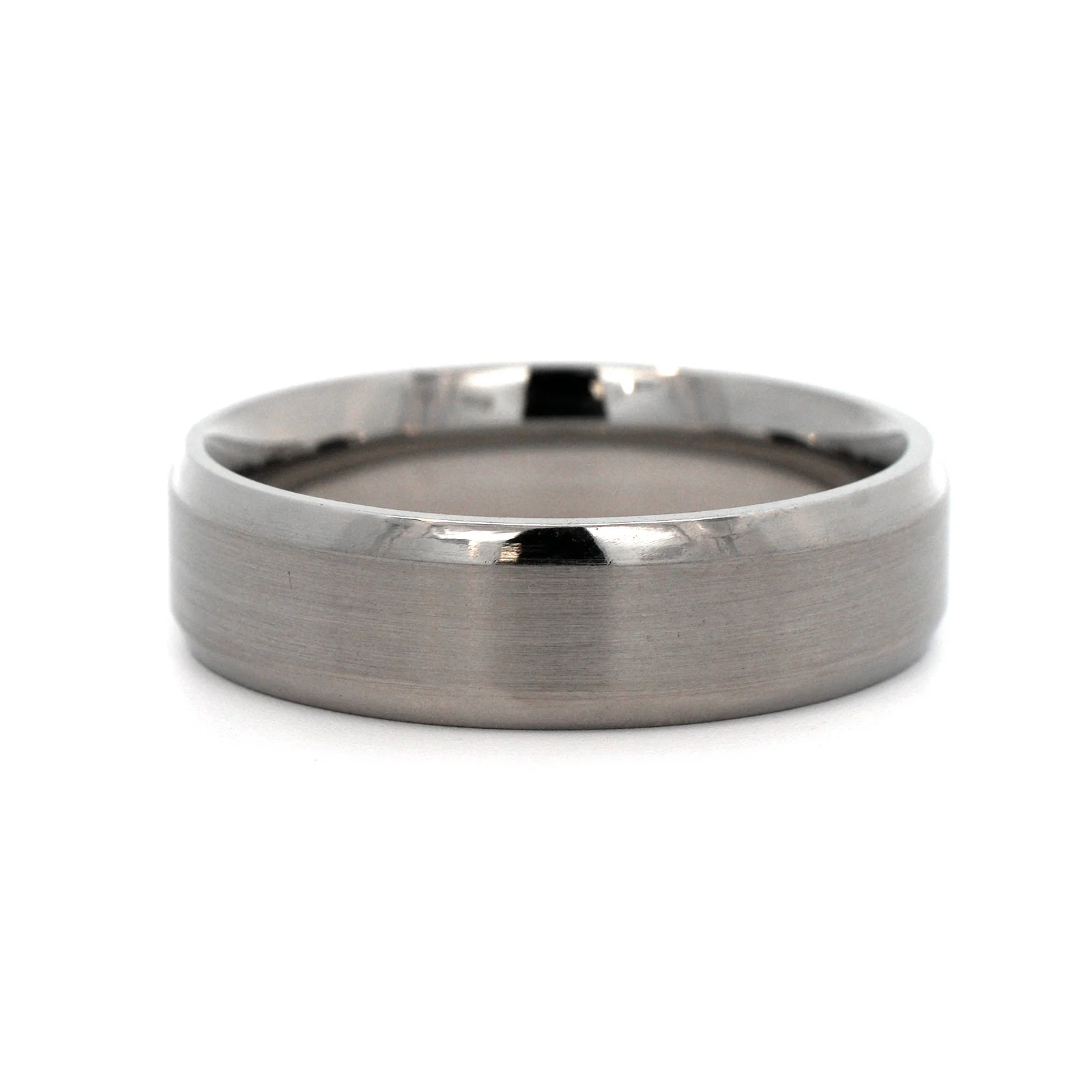 Palladium Flat Matte Finish with Polished Edges Wedding Band