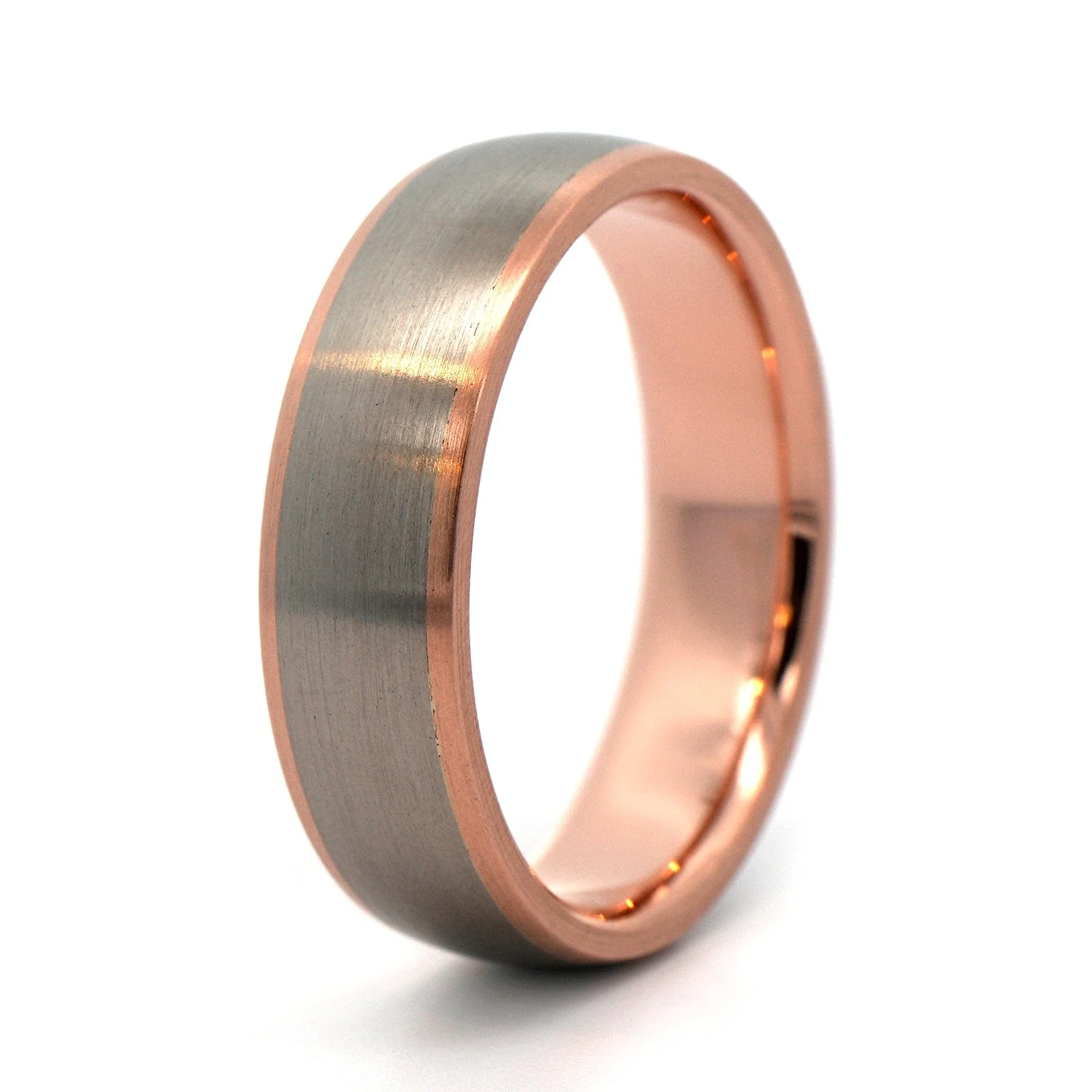 18K Rose Gold and Palladium Matte Wedding Band - Image 2