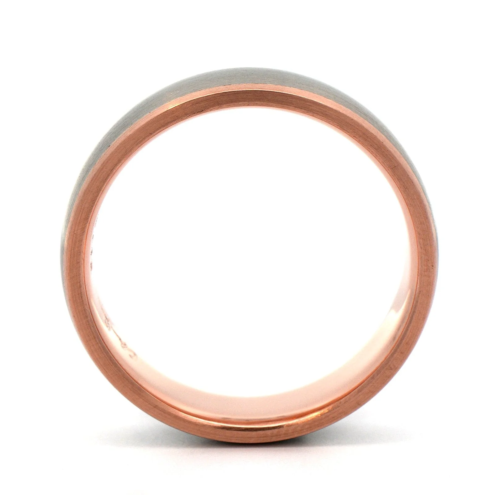 18K Rose Gold and Palladium Matte Wedding Band - Image 3