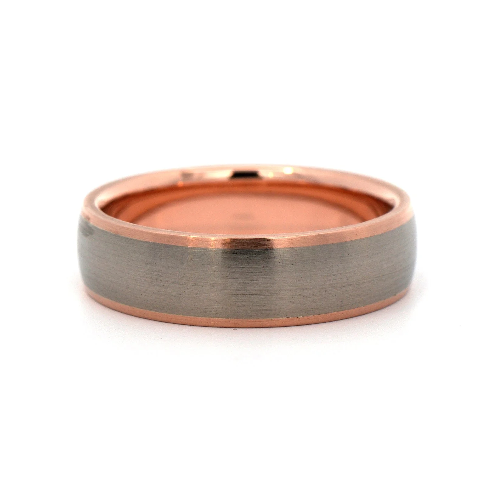 18K Rose Gold and Palladium Matte Wedding Band - Image 5