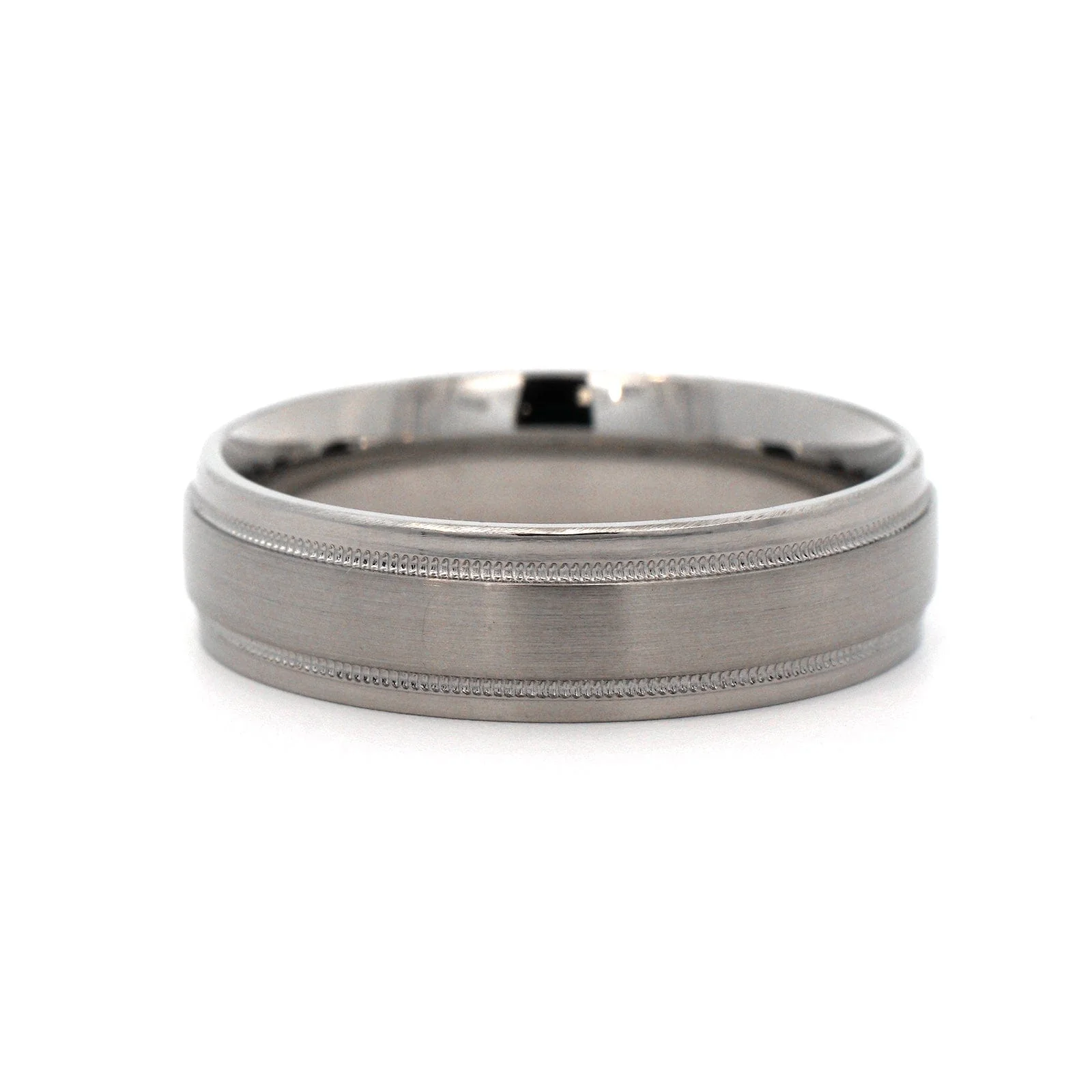 Palladium Medium 6mm Stepped Polished Rails Wedding Band