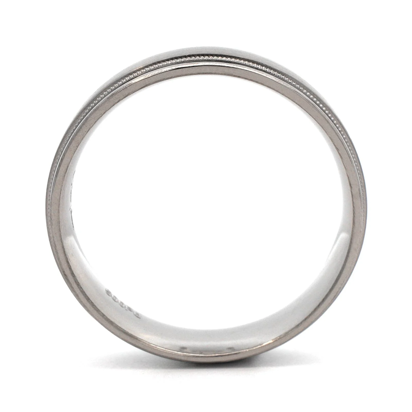 Palladium Medium 6mm Stepped Polished Rails Wedding Band - Image 3