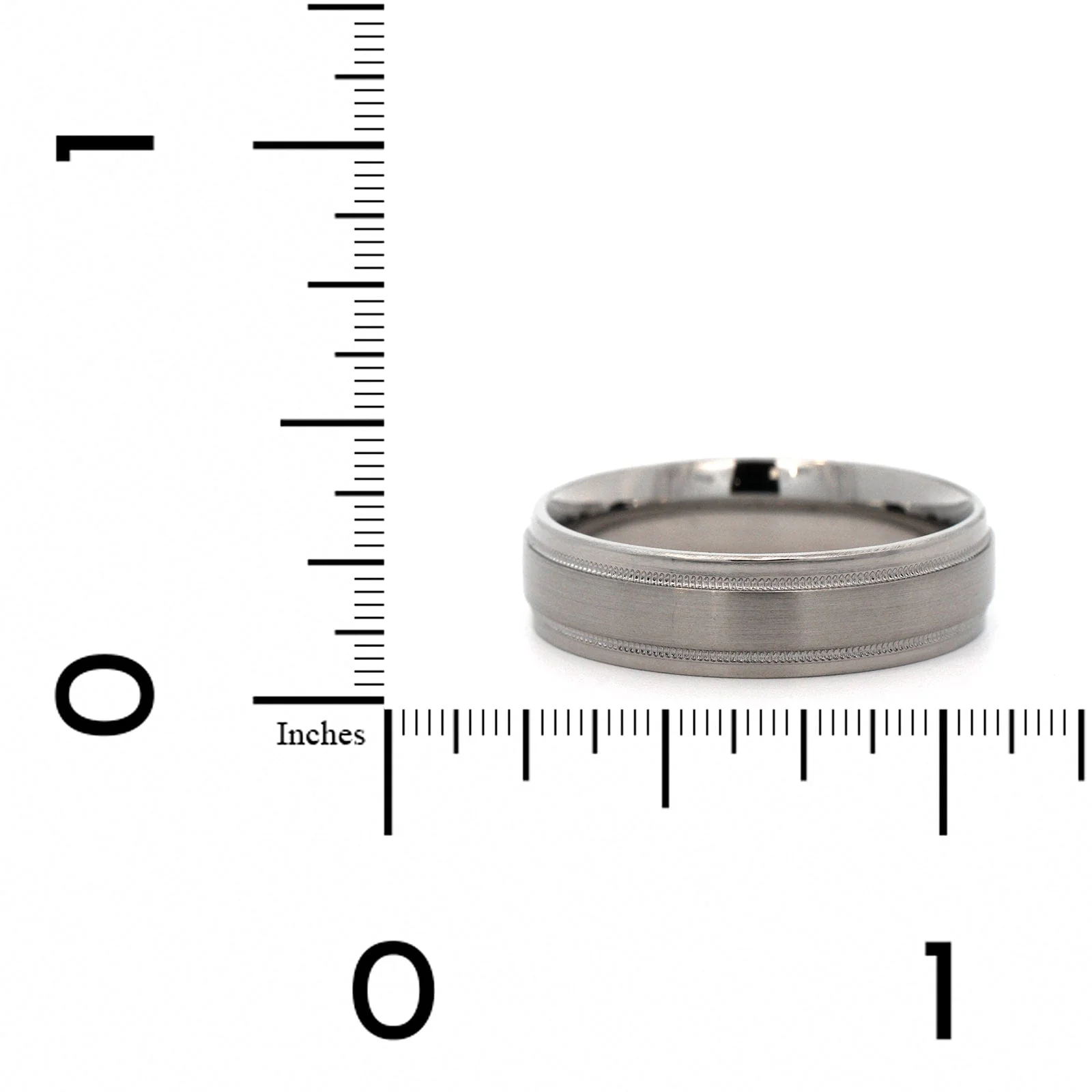 Palladium Medium 6mm Stepped Polished Rails Wedding Band - Image 4