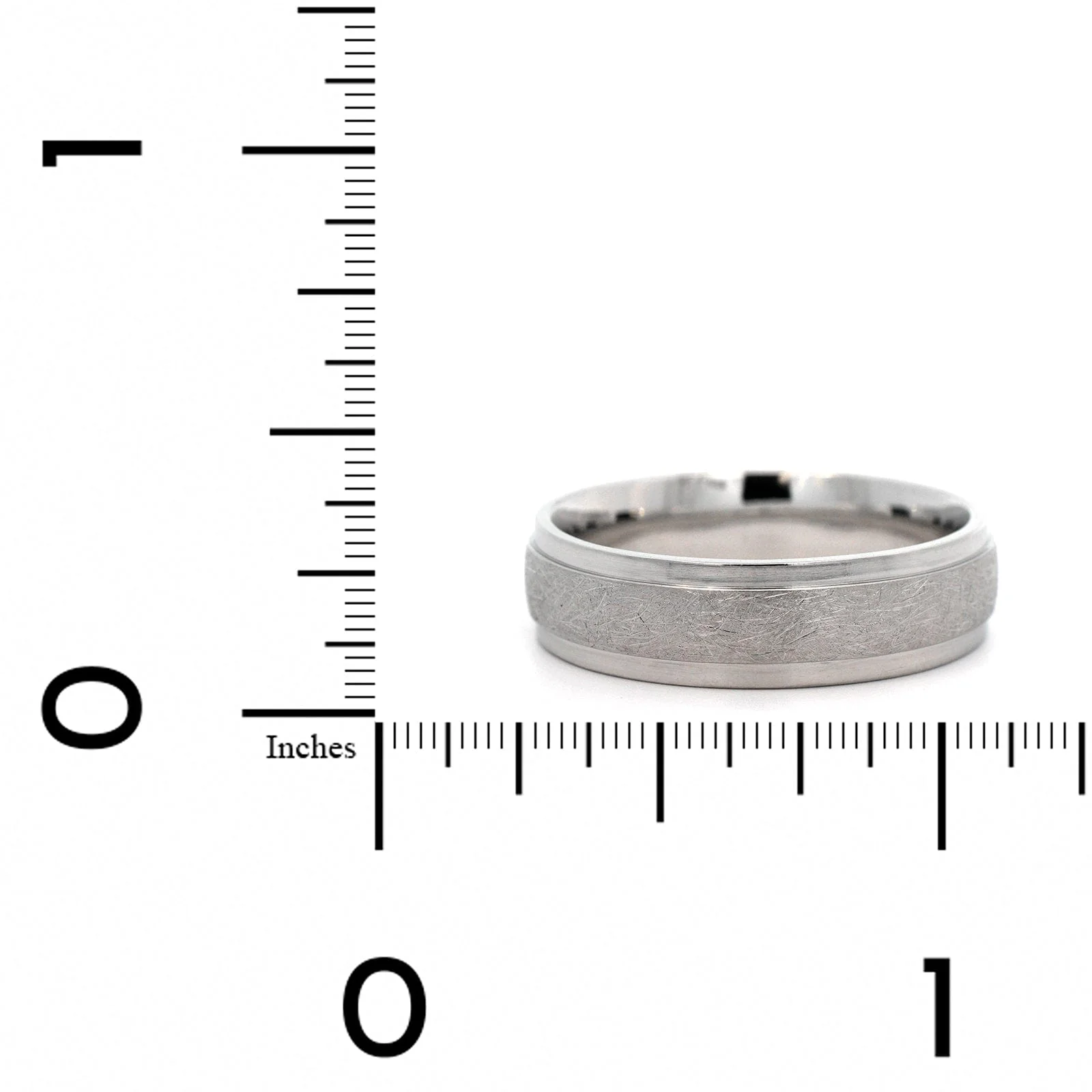 Platinum Medium 6mm Stepped Polished Rails Wedding Band - Image 4