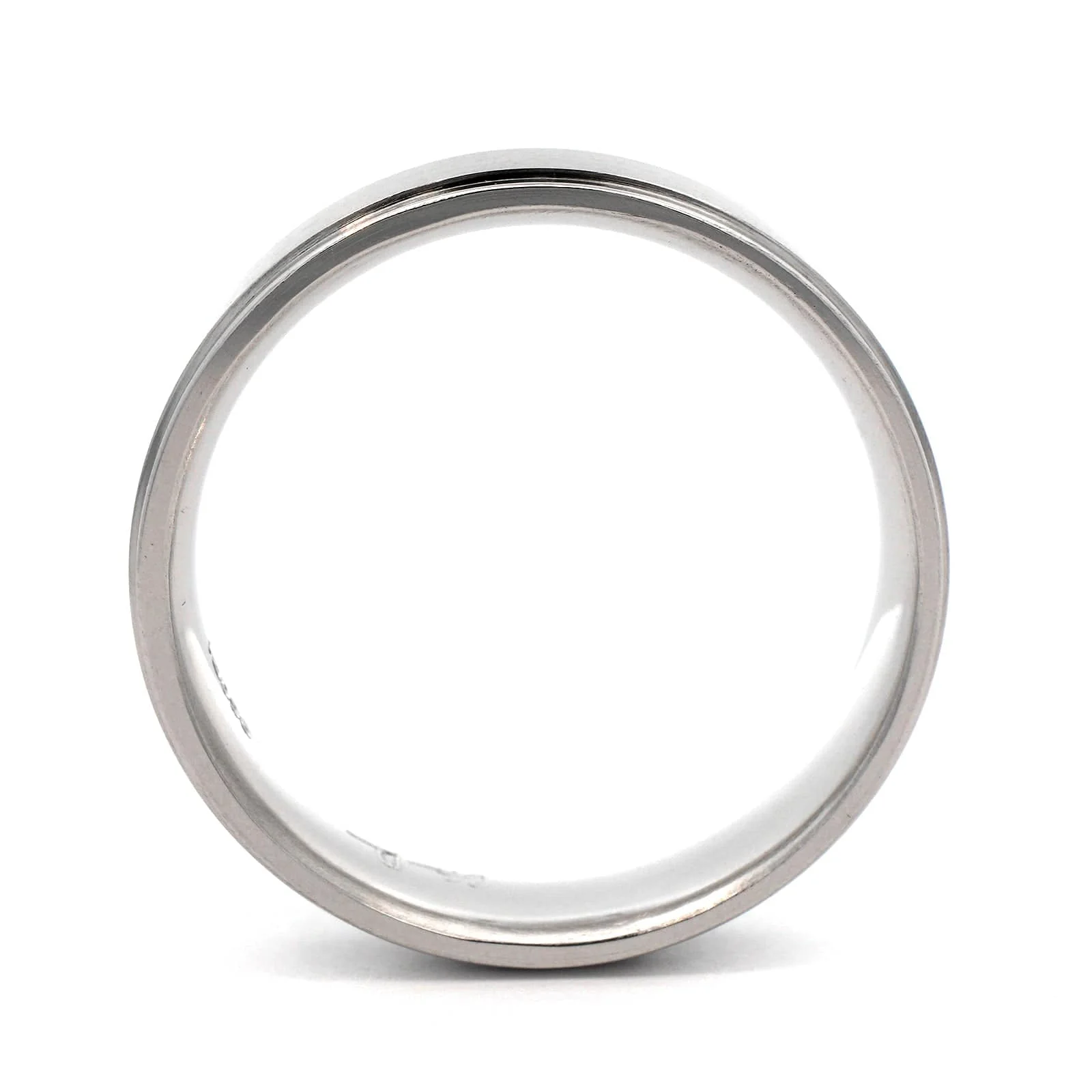 Platinum Narrow 6mm Polished Stepped Rails Wedding Band - Image 3