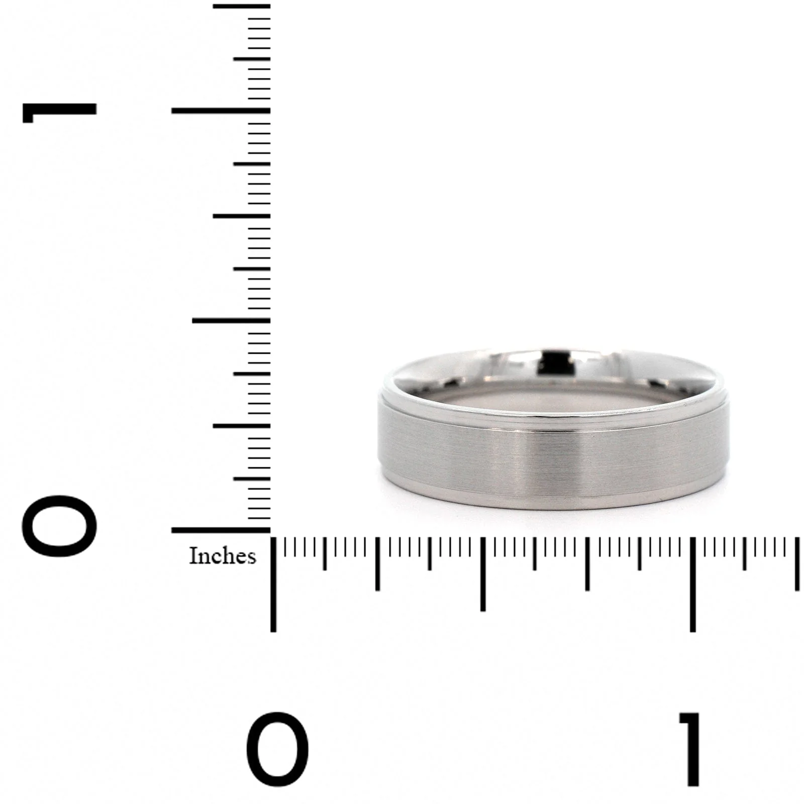 Platinum Narrow 6mm Polished Stepped Rails Wedding Band - Image 4