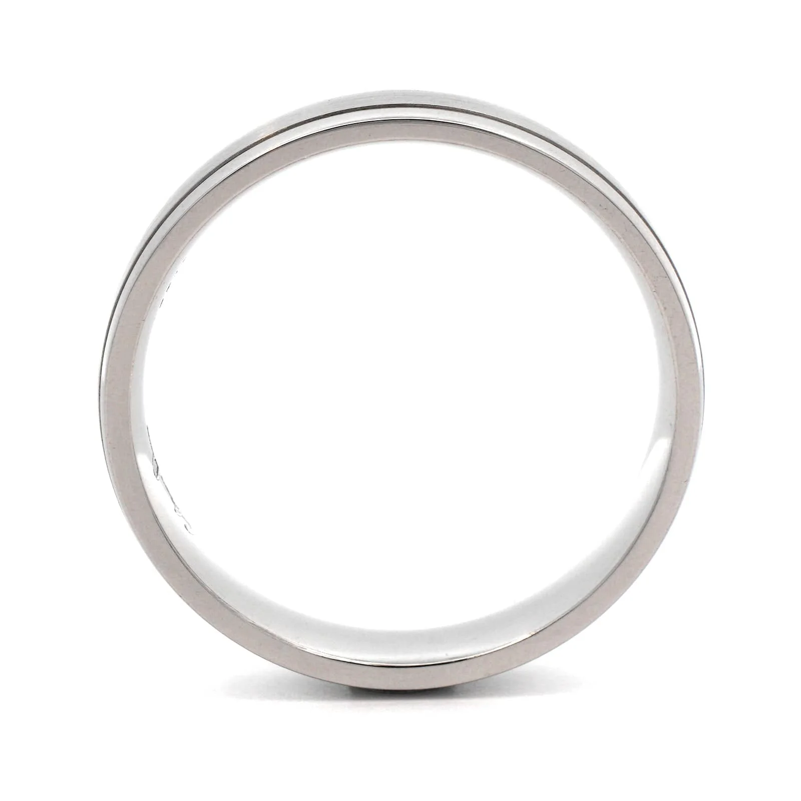 Platinum Narrow 5mm Stepped Polished Rails Wedding Band - Image 3