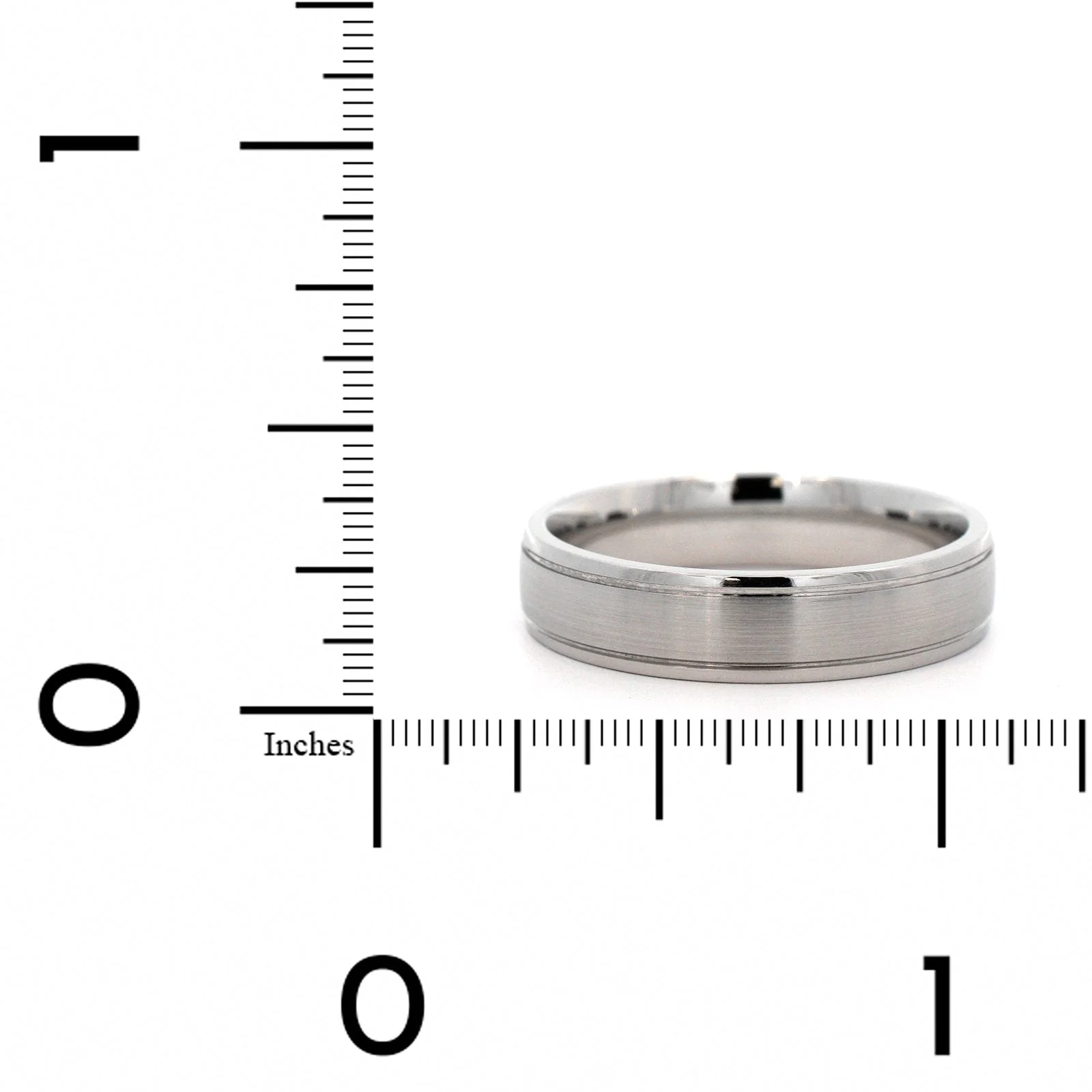 Platinum Narrow 5mm Stepped Polished Rails Wedding Band - Image 4