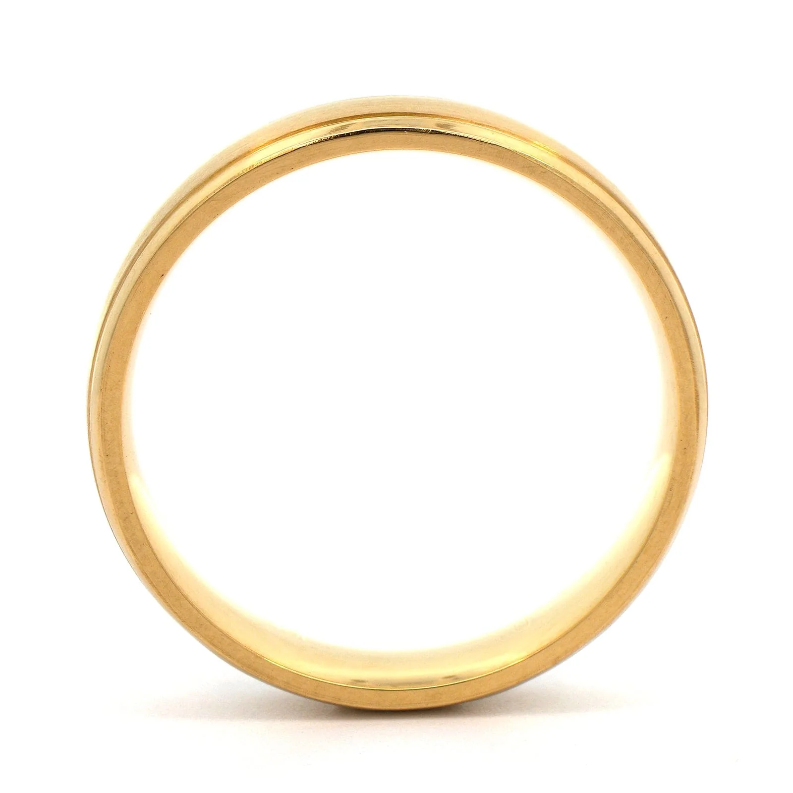18K Yellow Gold Narrow 5mm Polished Rails Wedding Band - Image 3