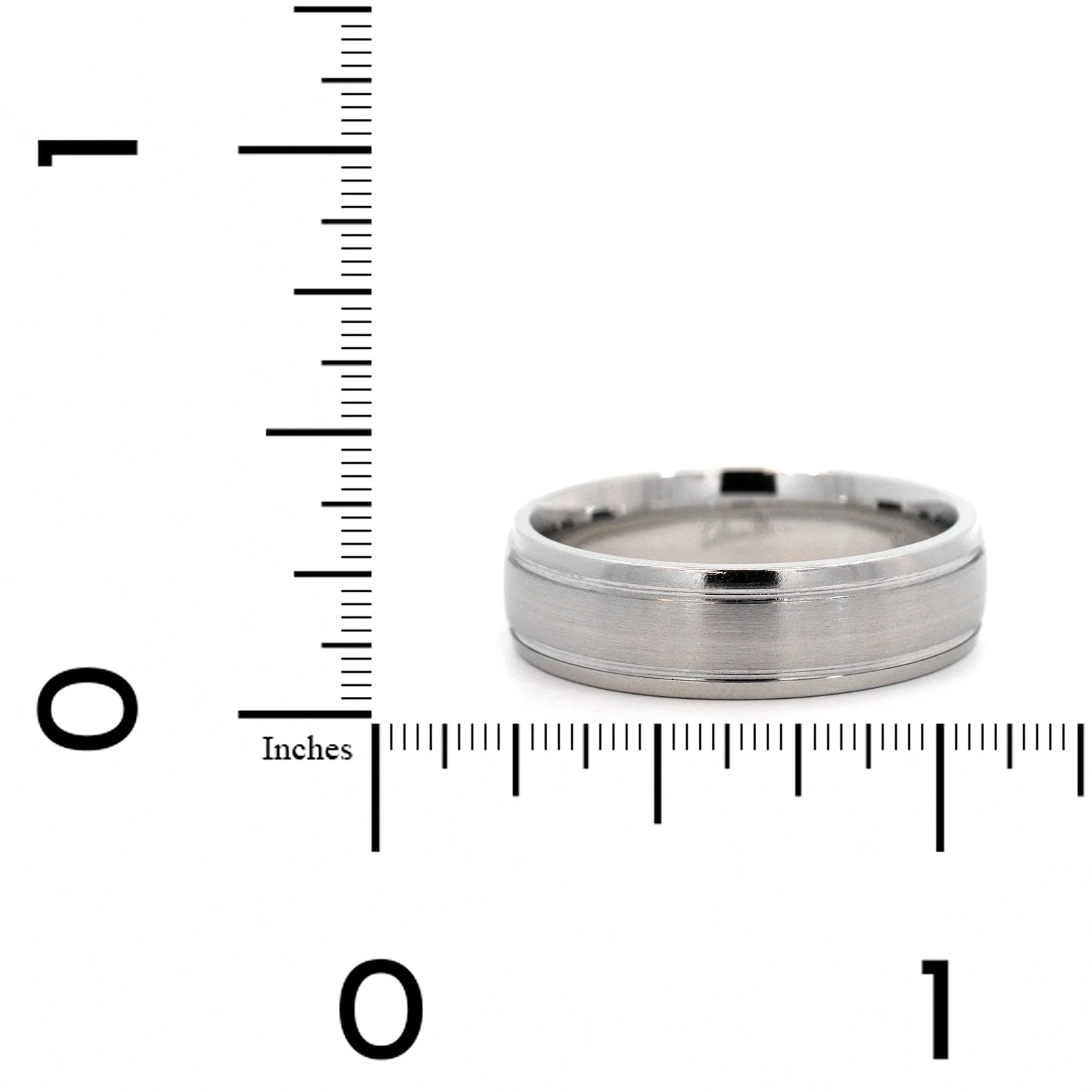 Platinum Narrow 6mm Polished Micro Rails Wedding Band - Image 4