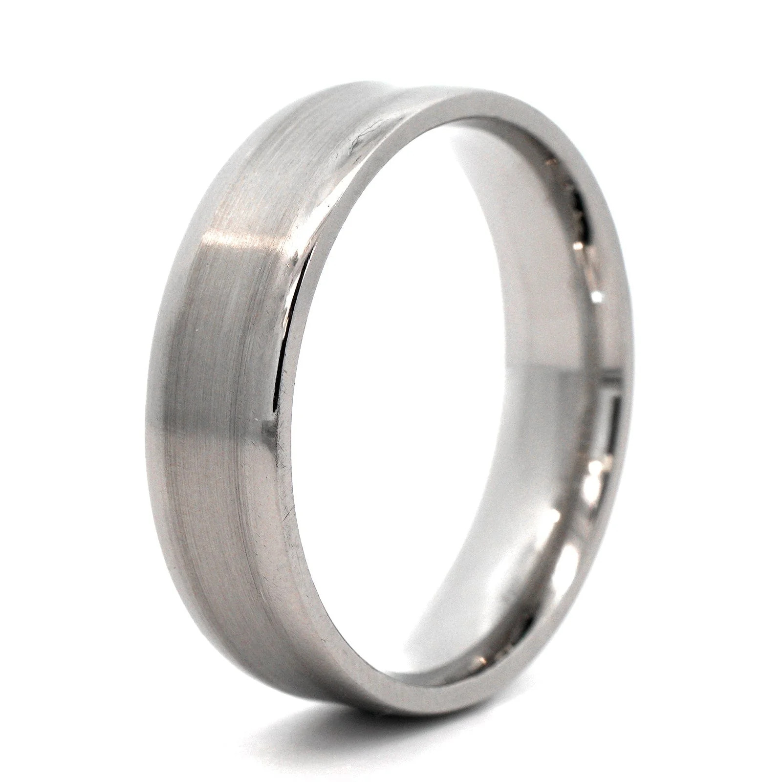Palladium Concave 6mm Medium Polished Rails Wedding Band - Image 2